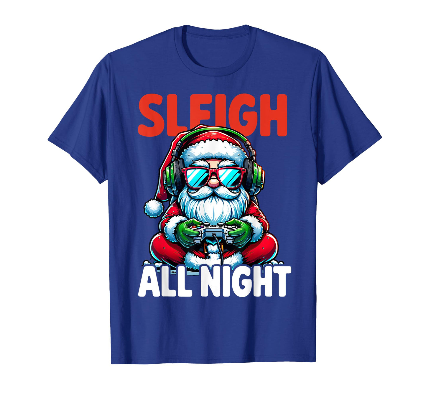 Christmas Gamer Boys Sleigh All Night Video Game Santa Xmas T-Shirt