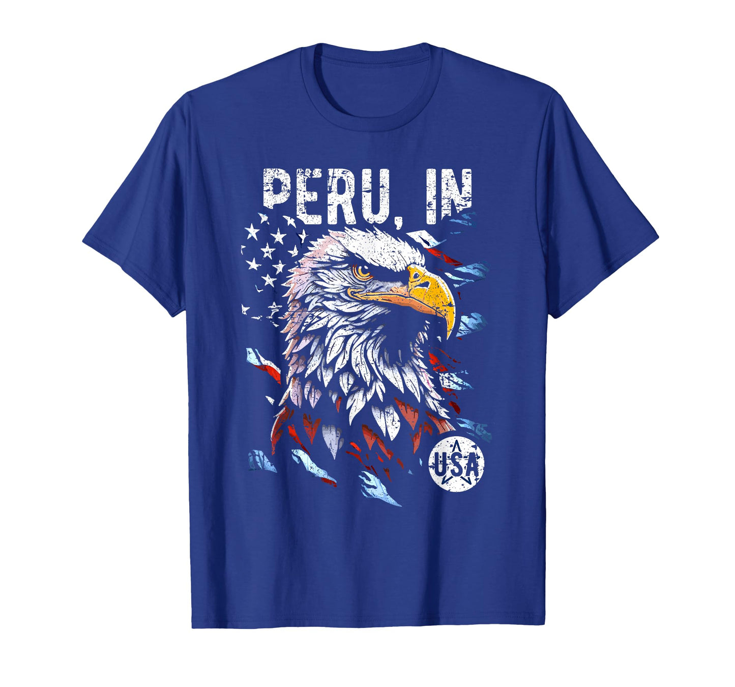 Peru IN USA Patriotic Eagle USA Flag Design T-Shirt