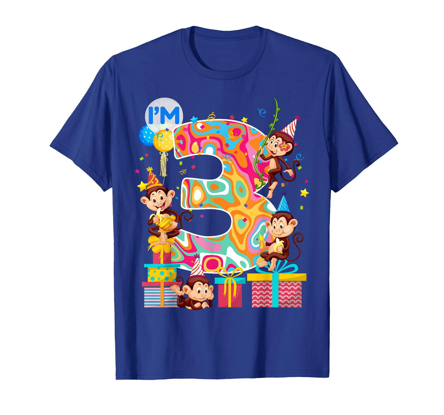 3rd B-Day Monkey Birthday Zoo Animal 3 Year Old Funny T-Shirt