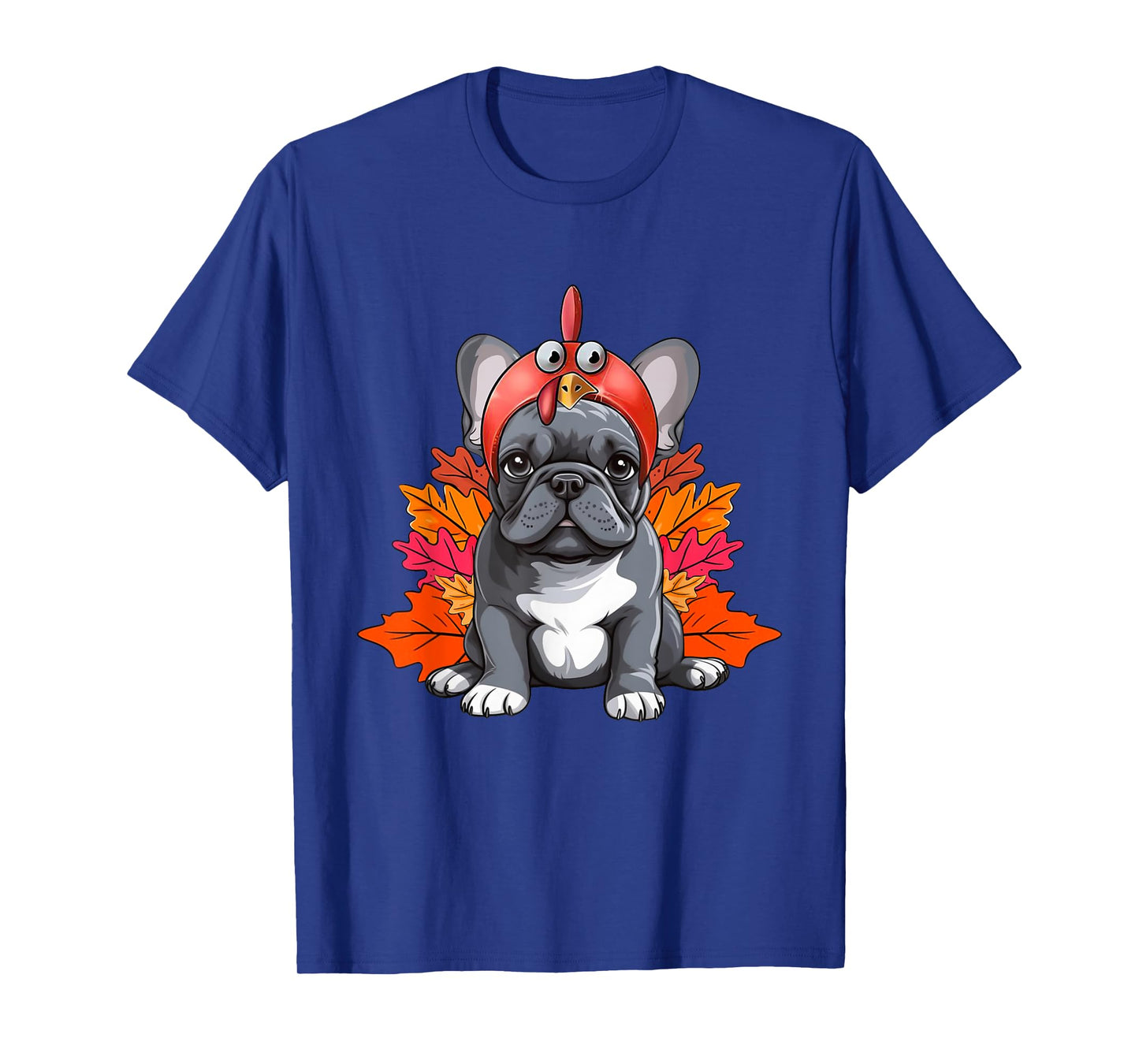 Turkey French Bulldog Fall Autumn Leaf Funny Thanksgiving T-Shirt