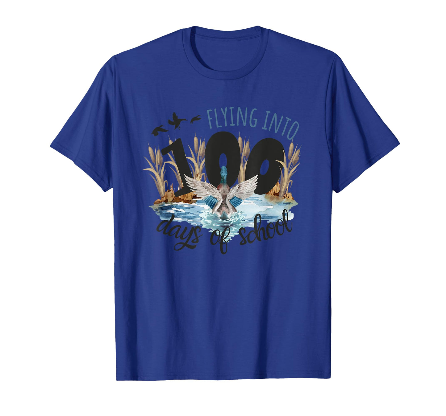 Flying into 100 Days of School Duck Hunting 100th Day Party T-Shirt