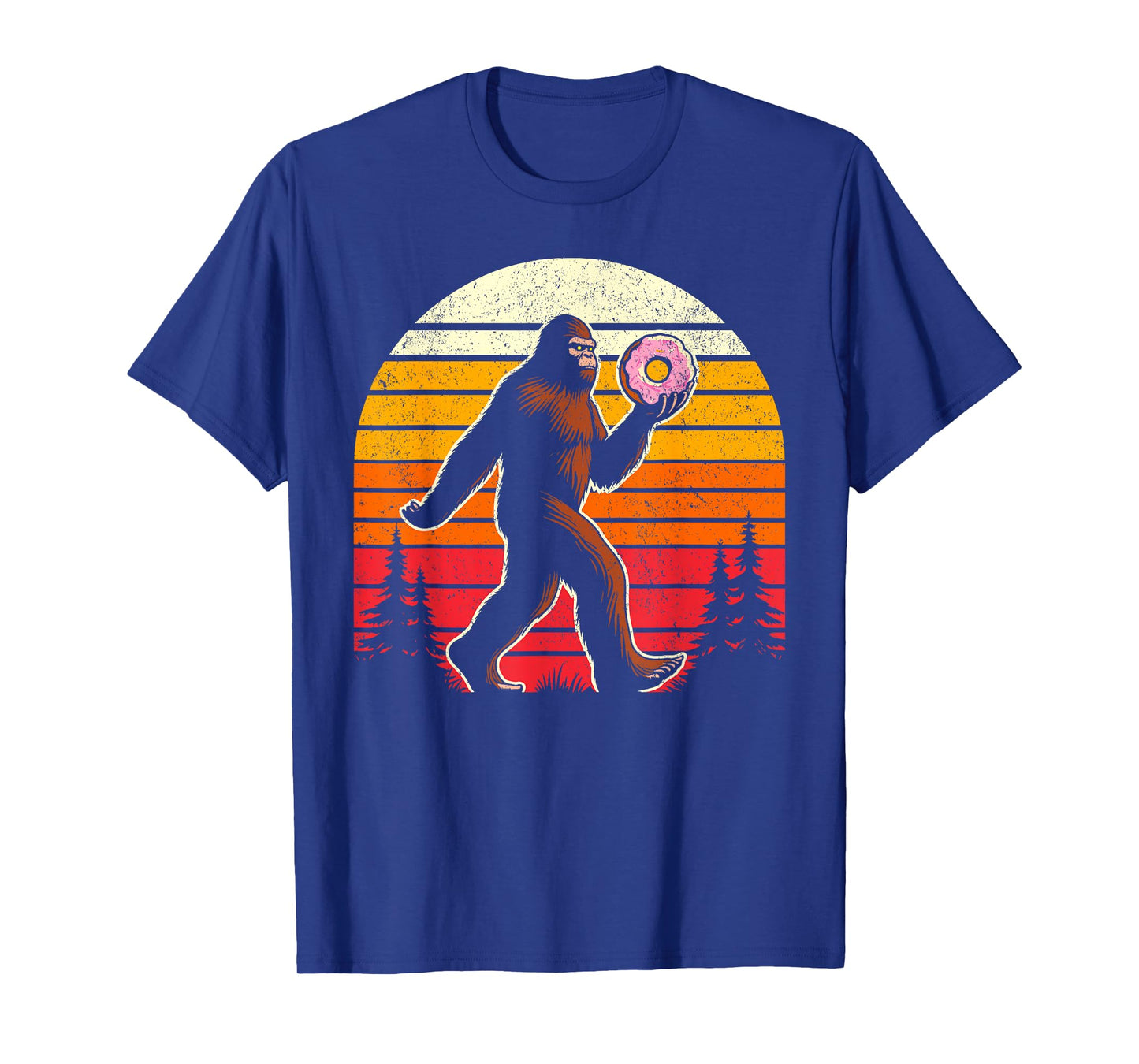 Donut bigfoot funny sasquatch holding donuts retro vintage T-Shirt