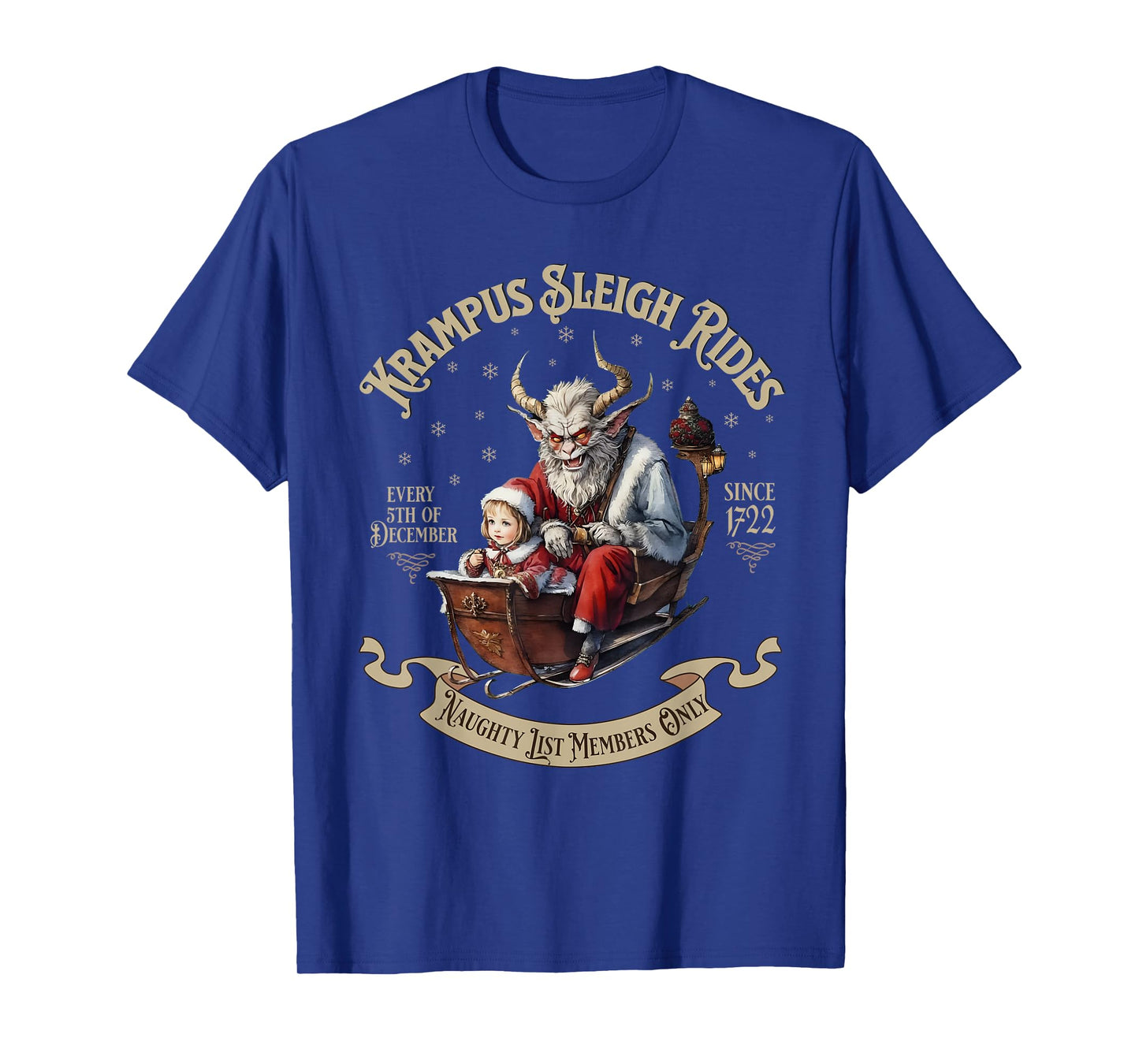 Funny Vintage Krampus Sleigh Rides Spooky Christmas Season T-Shirt