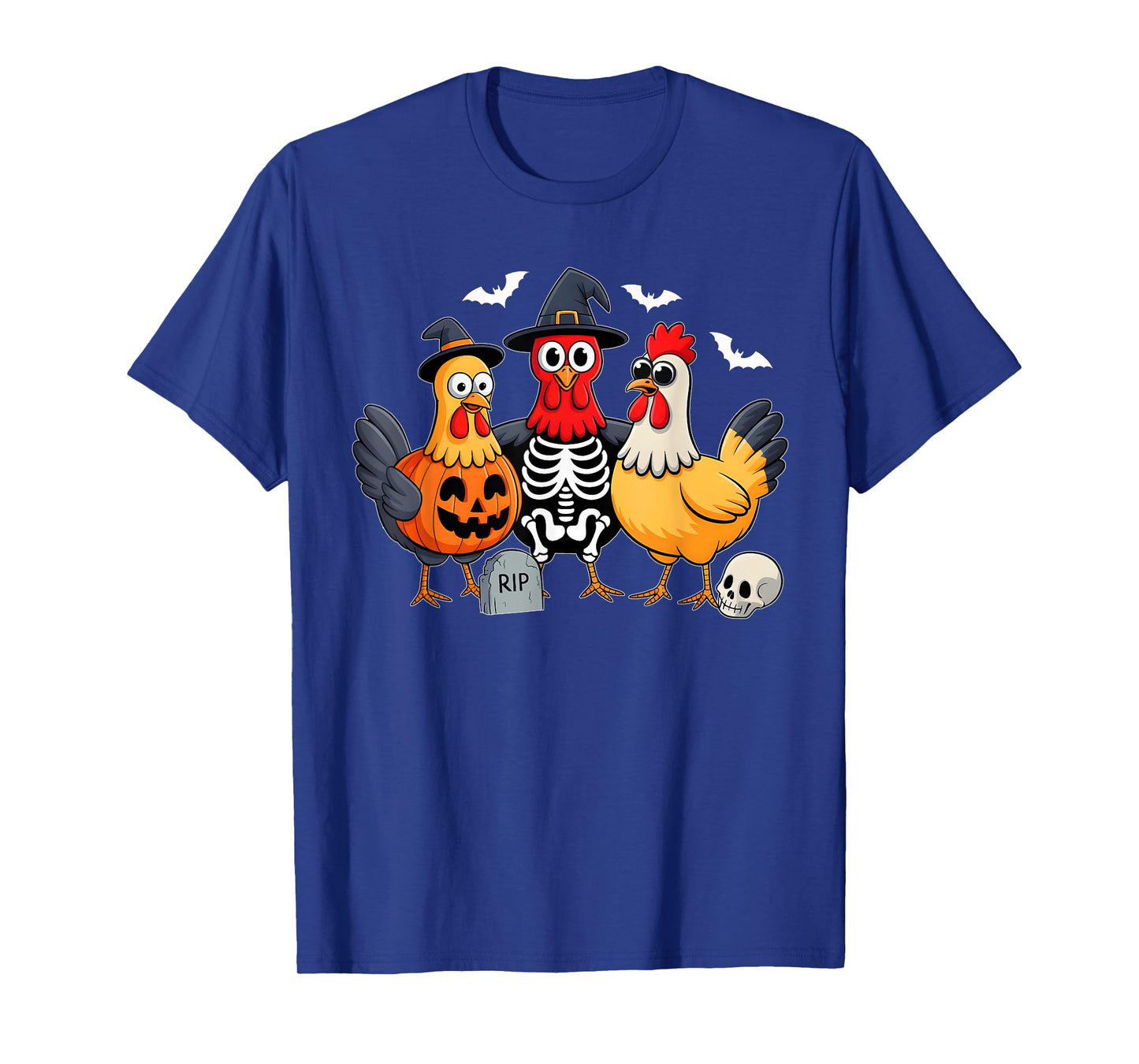 Halloween Chicken Witch Skeleton Pumpkin Men Women Farmer T-Shirt