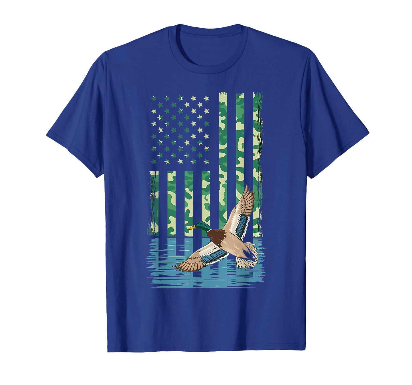Duck Hunting Shirt Camo American Flag Hunting Gifts Men Boys T-Shirt