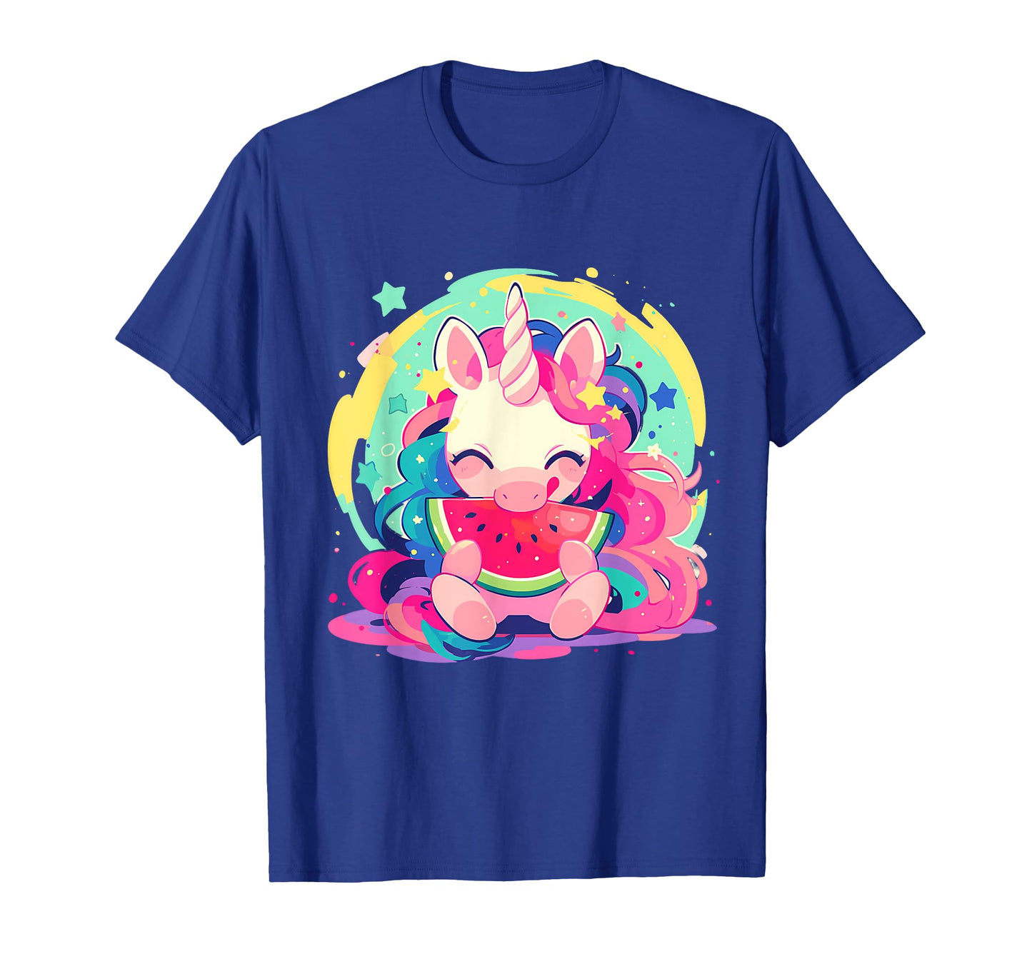 Watermelon Unicorn Colourful Artwork Motif Watermelon Fruit T-Shirt