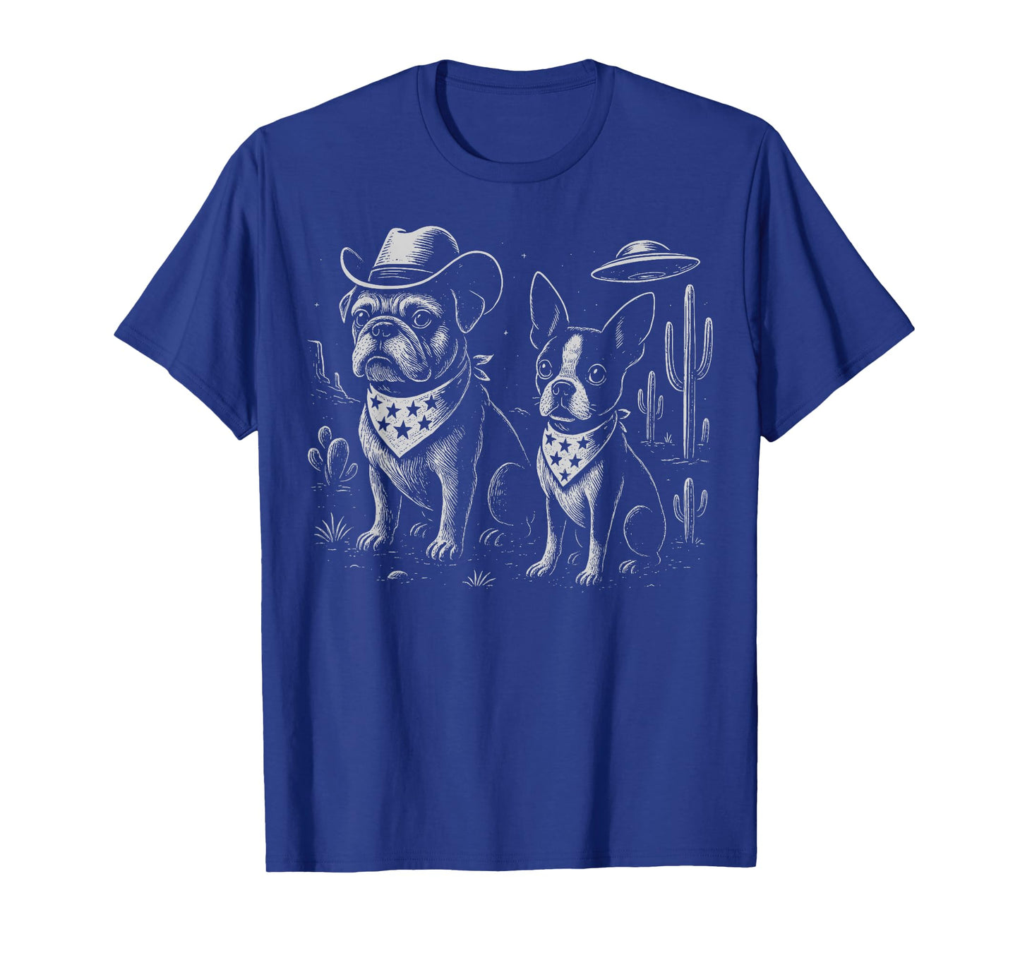 French Bulldog Cowboy Hat Boston Terrier UFO Vintage Western T-Shirt