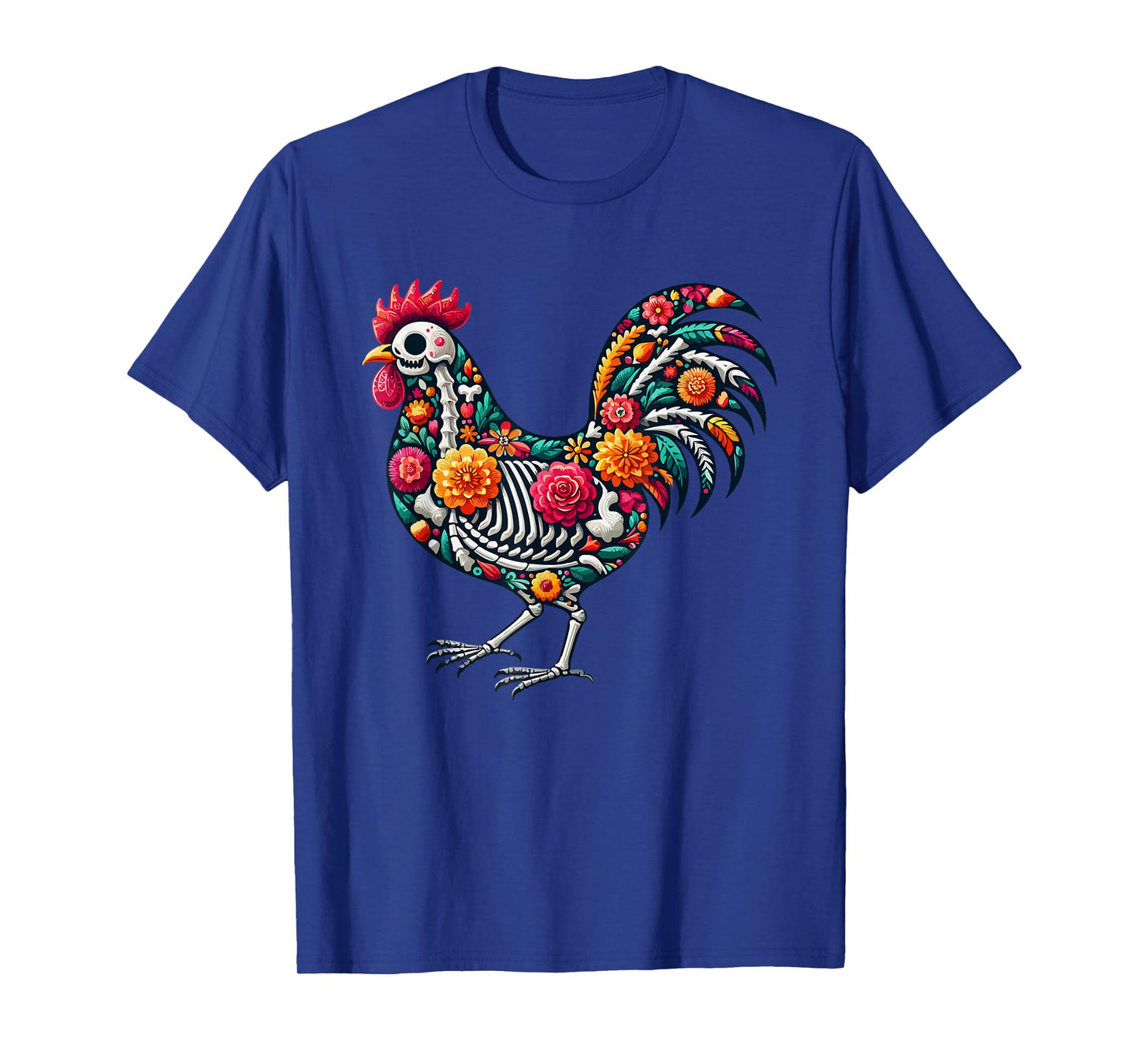 Floral Skeleton Chicken Mexican Dia De Los Muertos Halloween T-Shirt