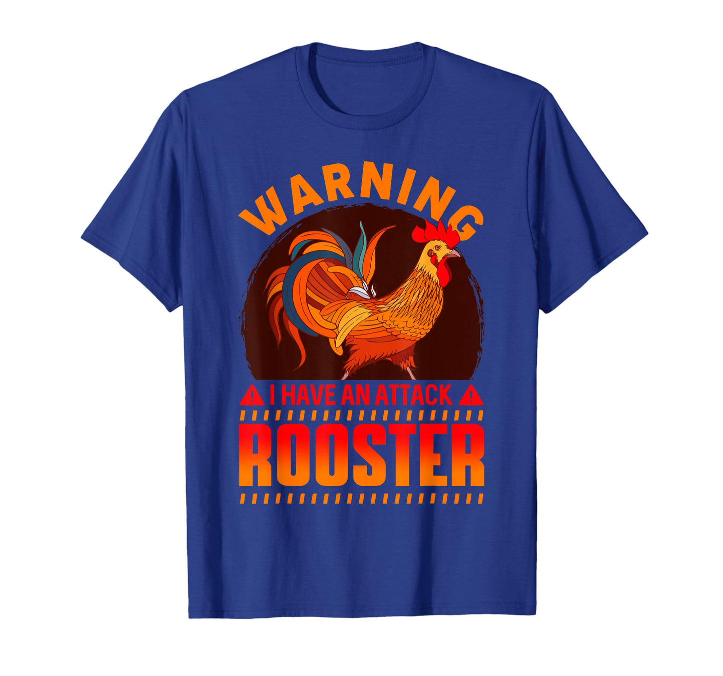 Warning Attack Rooster Look Out Funny Rooster Farm T-Shirt