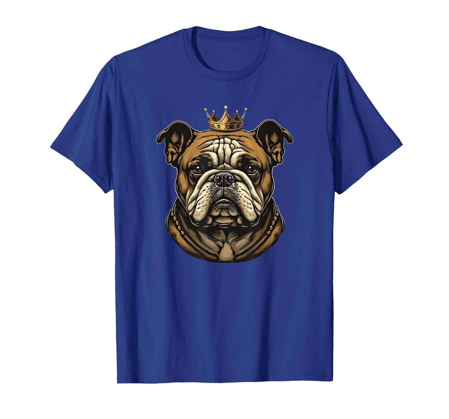 Funny Bulldog Dog With Golden Crown T-Shirt for Men Women Girls Kids