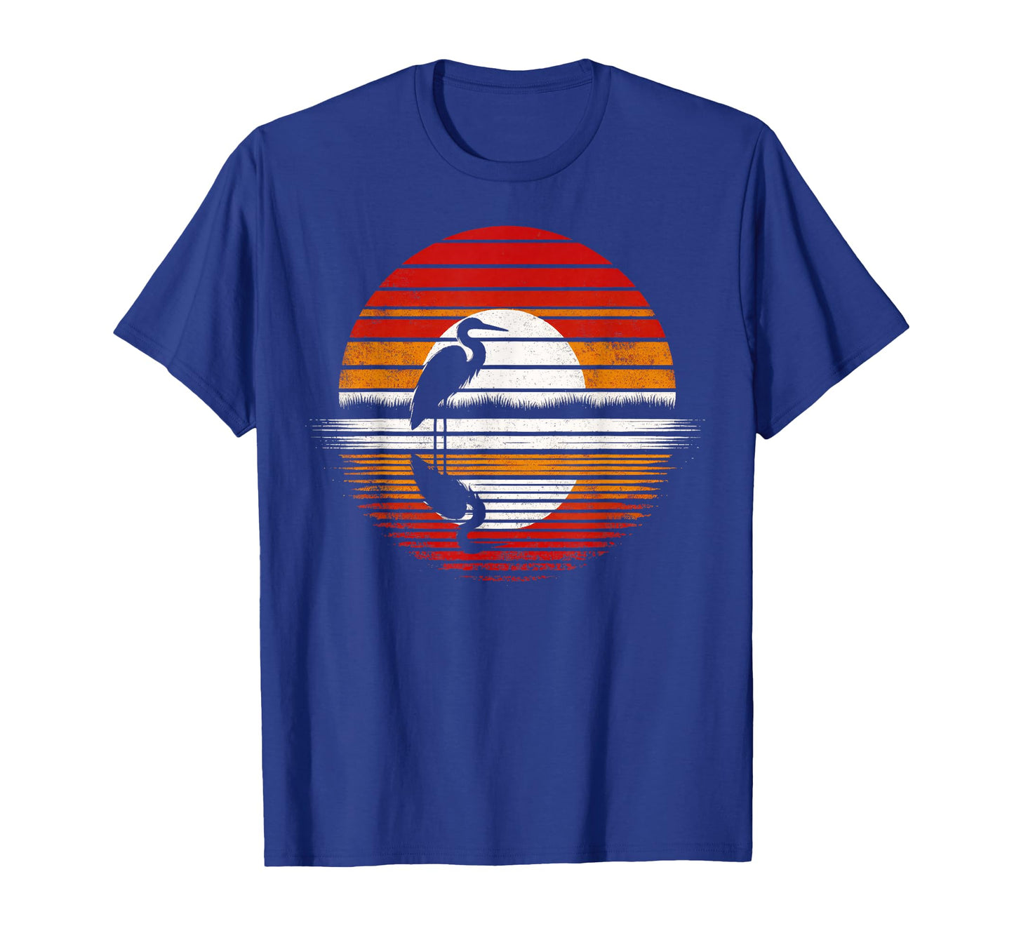 Egret Bird Sunset Retro Style Safari Vintage 70s T-Shirt