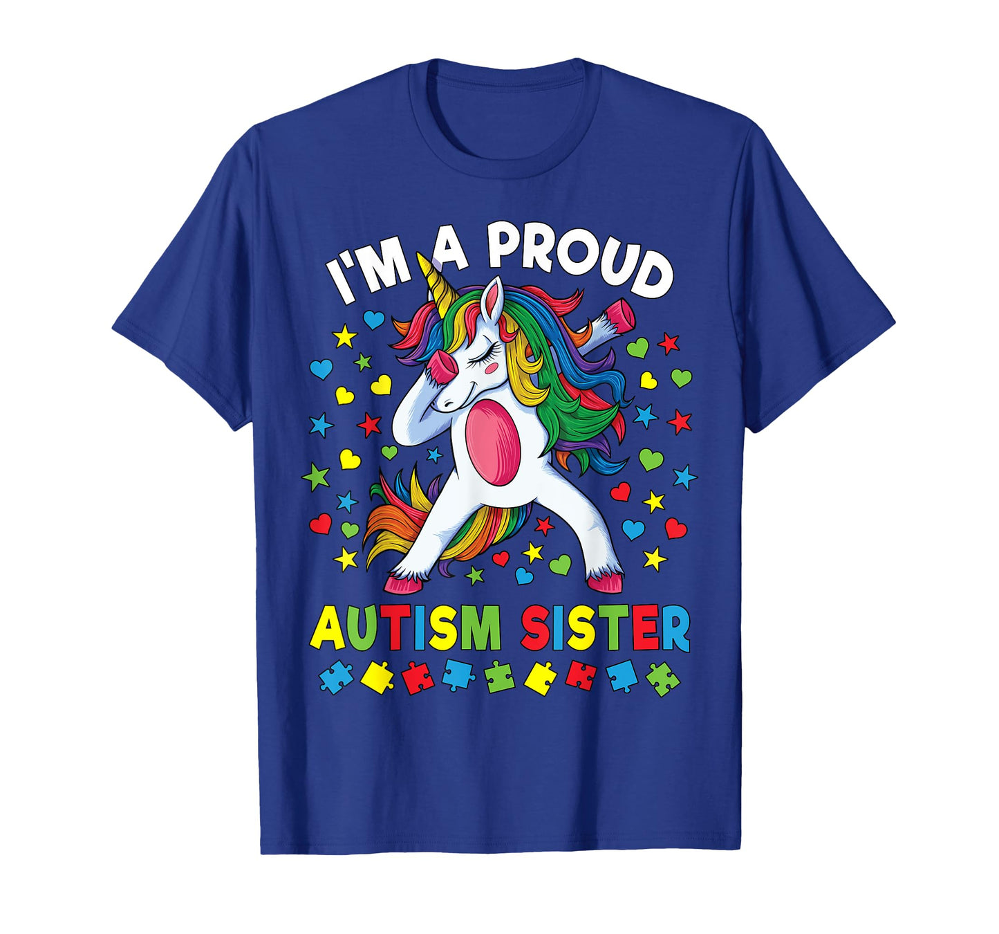 Autism Awareness Dabbing Unicorn Girl Proud Autism Sister T-Shirt