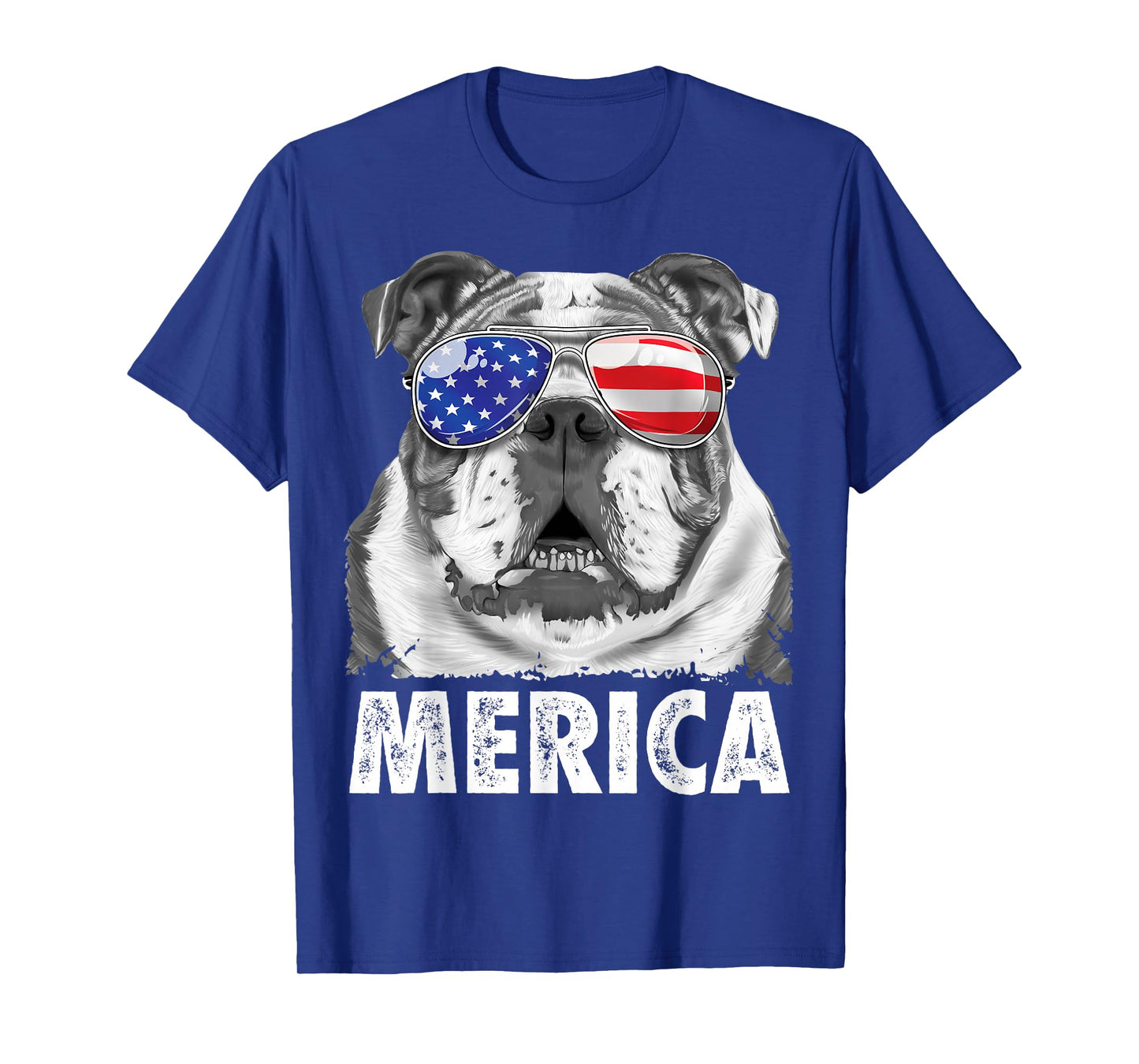 English Bulldog 4th of July Merica Men Women USA Flag Retro T-Shirt