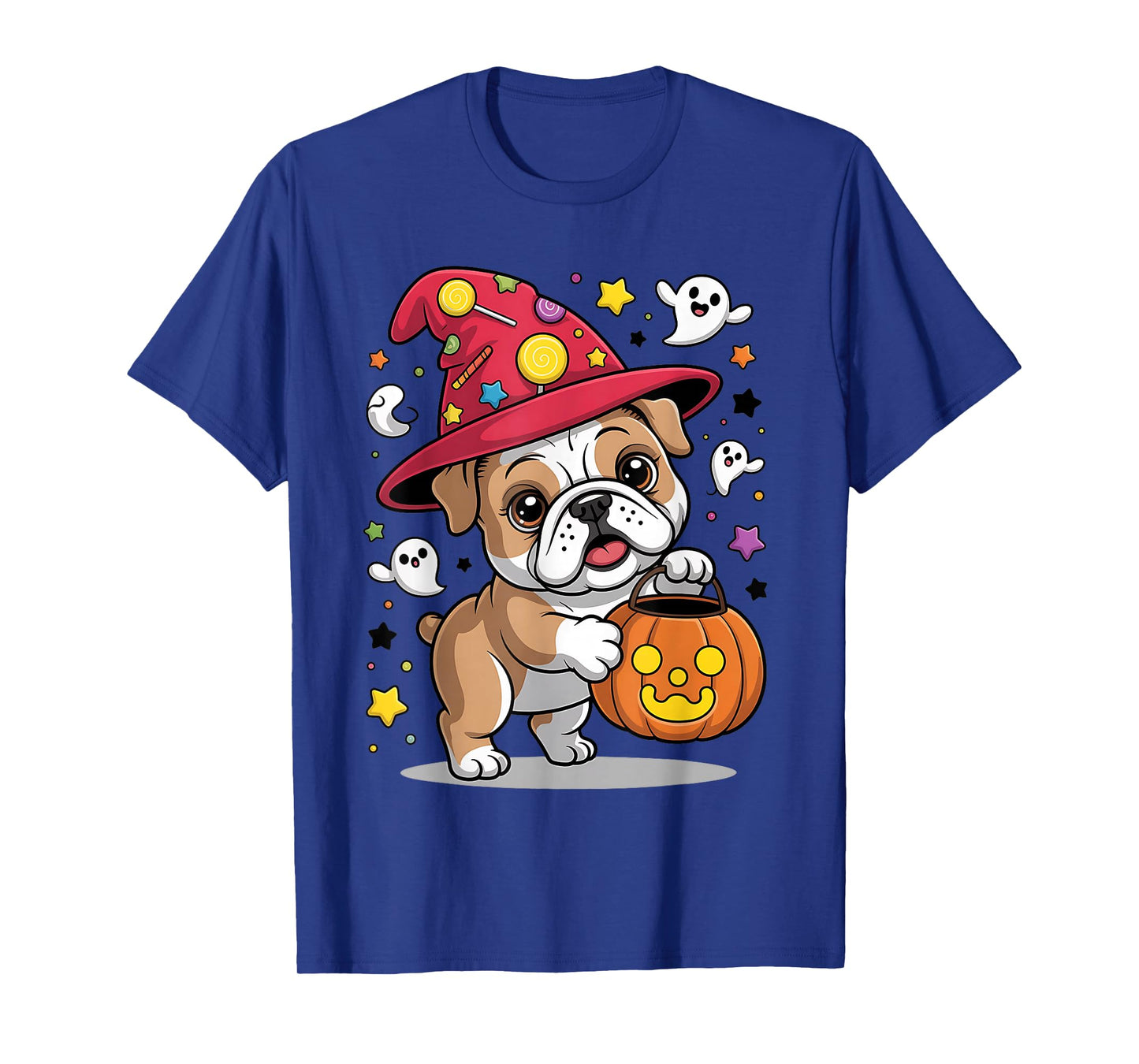 English Bulldog Pumpkin Ghost Candy Witch Halloween Costume T-Shirt