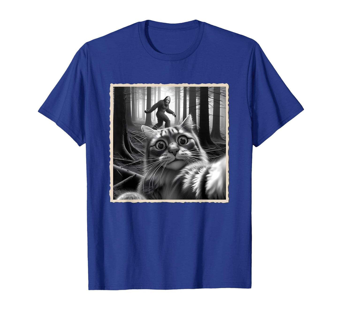 Funny Cat Selfie with Bigfoot, Sasquatch & Humor, Funny Cat T-Shirt
