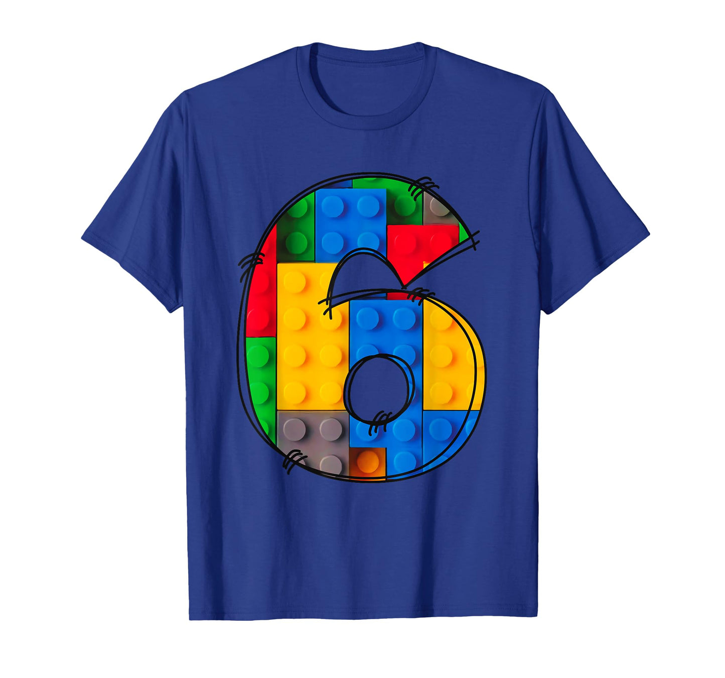 6 Year Old Blocks Building Master Builder 6th Birthday Kids T-Shirt