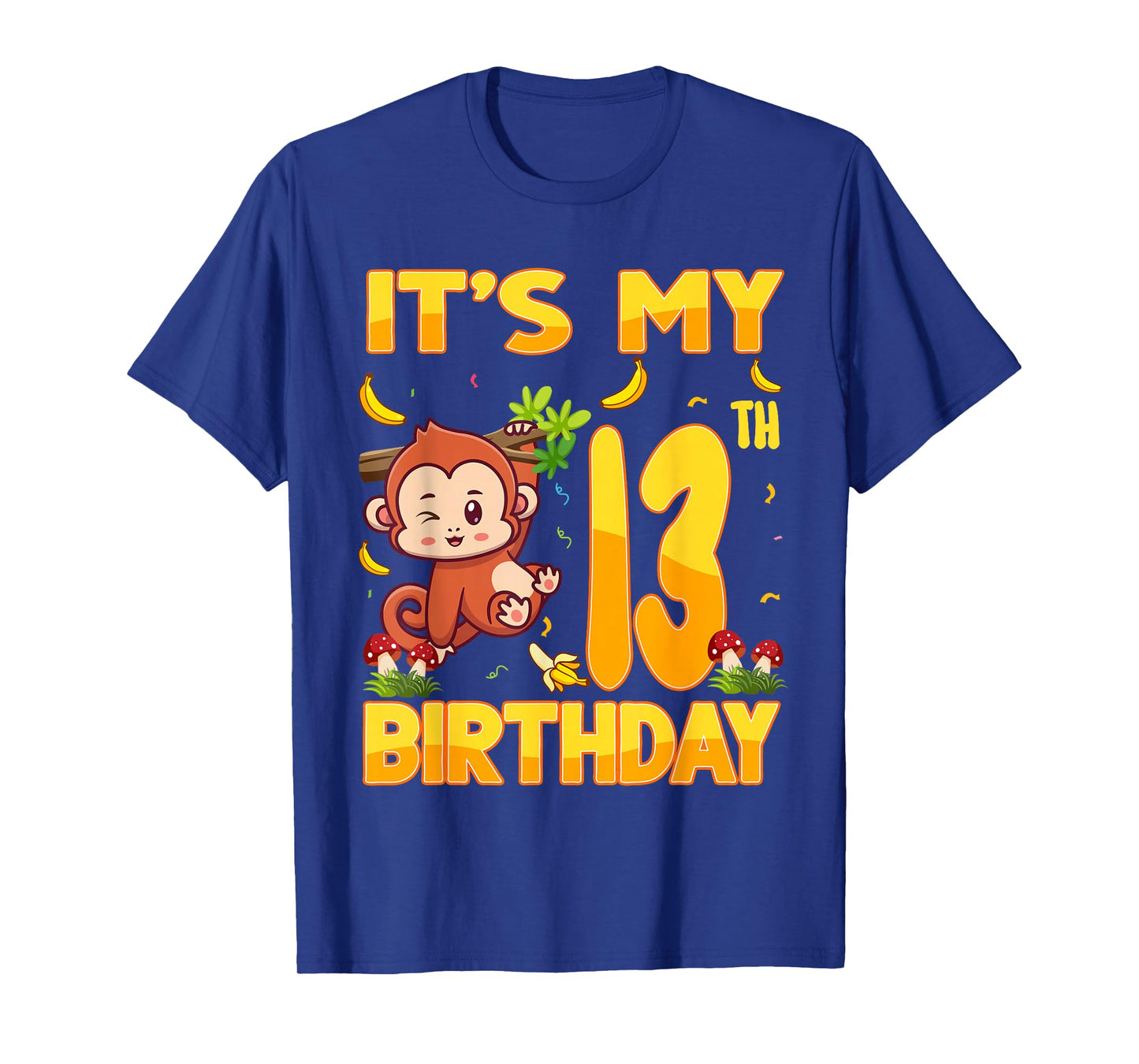 It's My 13th Birthday Monkey 13 Year Old Bday Party Kid Boy T-Shirt