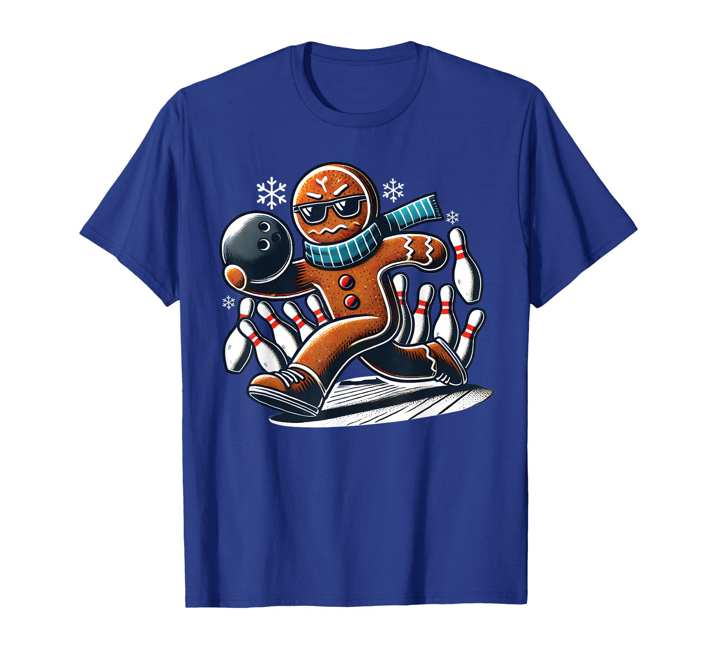 Gingerbread Playing Bowling ball and pins Christmas bowling T-Shirt