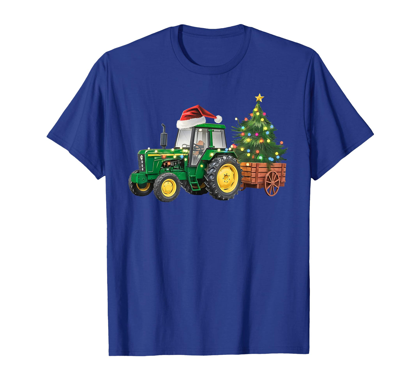 Christmas Farm Tractor Tree Lights Santa Hat Xmas Farmer T-Shirt