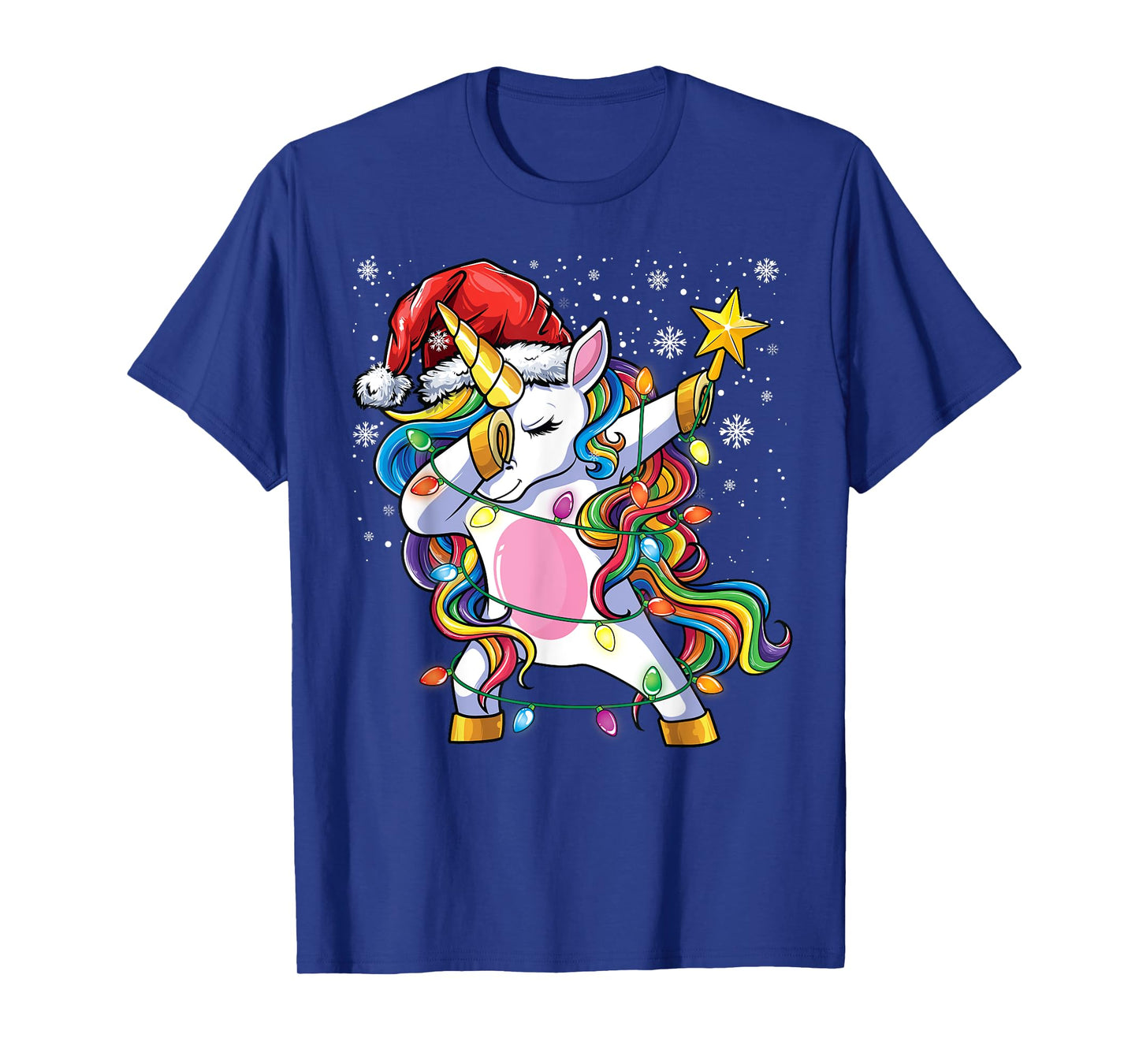 Christmas Unicorn Dab Girls Women Xmas Tree Santa Unicorn T-Shirt