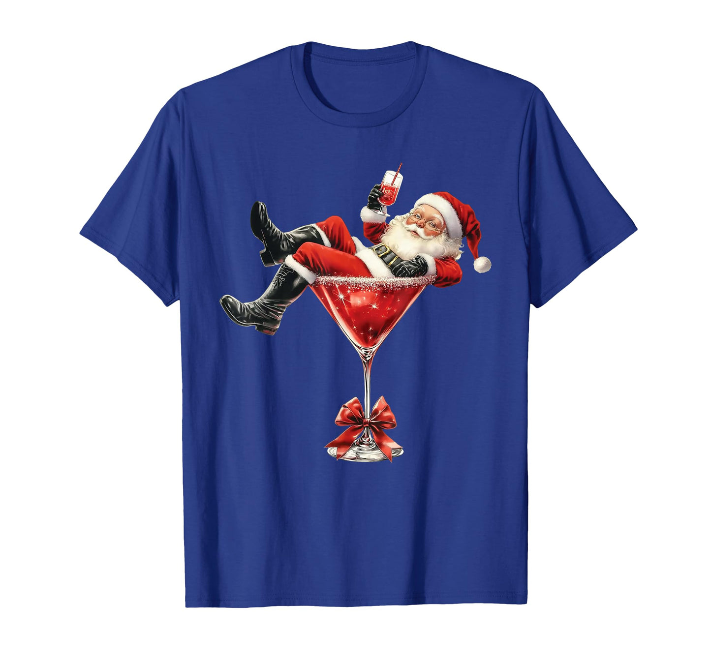 Coquette Bow Christmas Martini Santa Claus Xmas Drinking T-Shirt