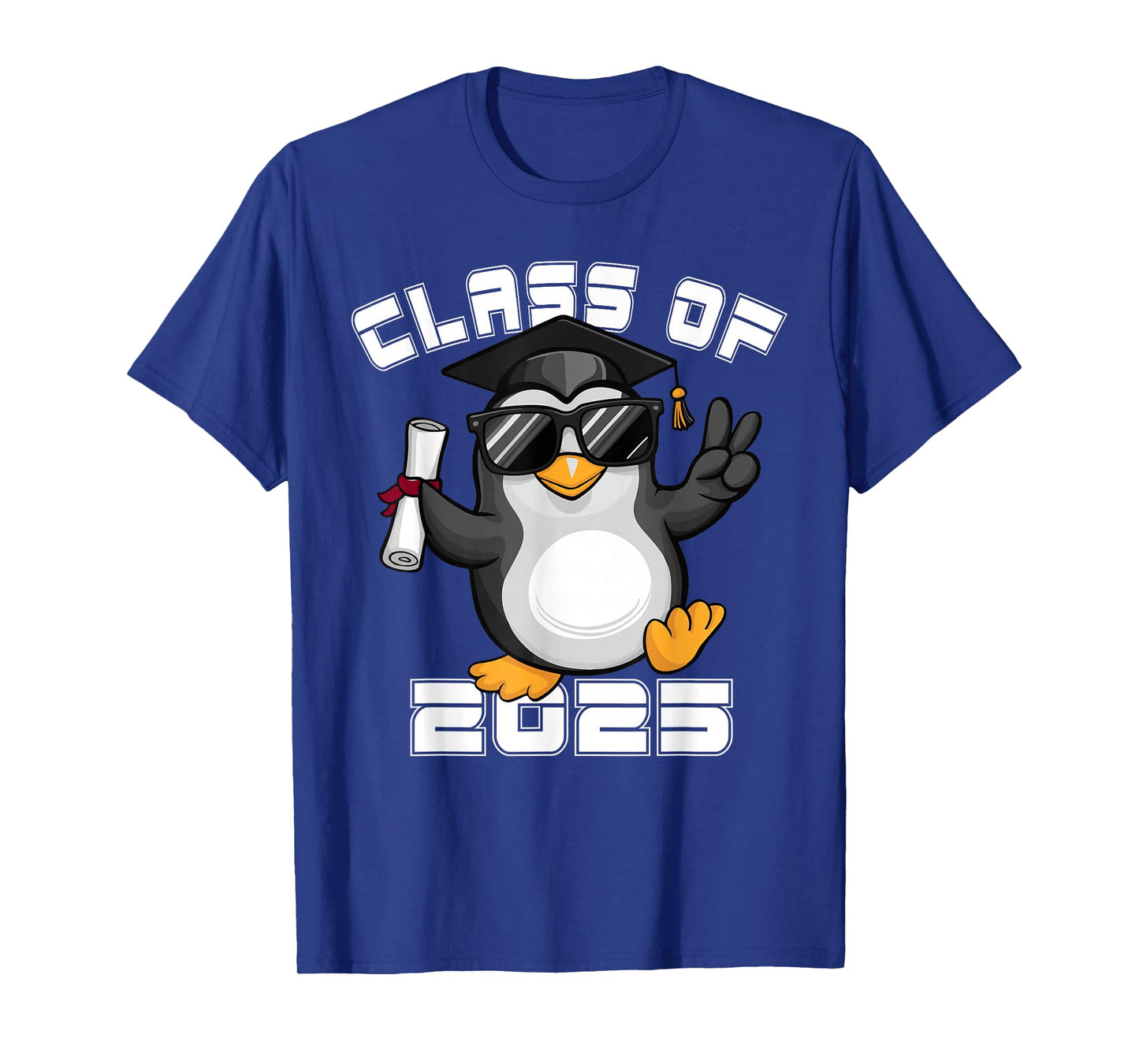 Peace Sign Hand Penguin Class of 2025 Graduation T-Shirt