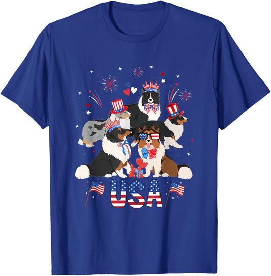 Adorable Sheltie 4th of July Patriotic Sheltie Mom Lover T-Shirt