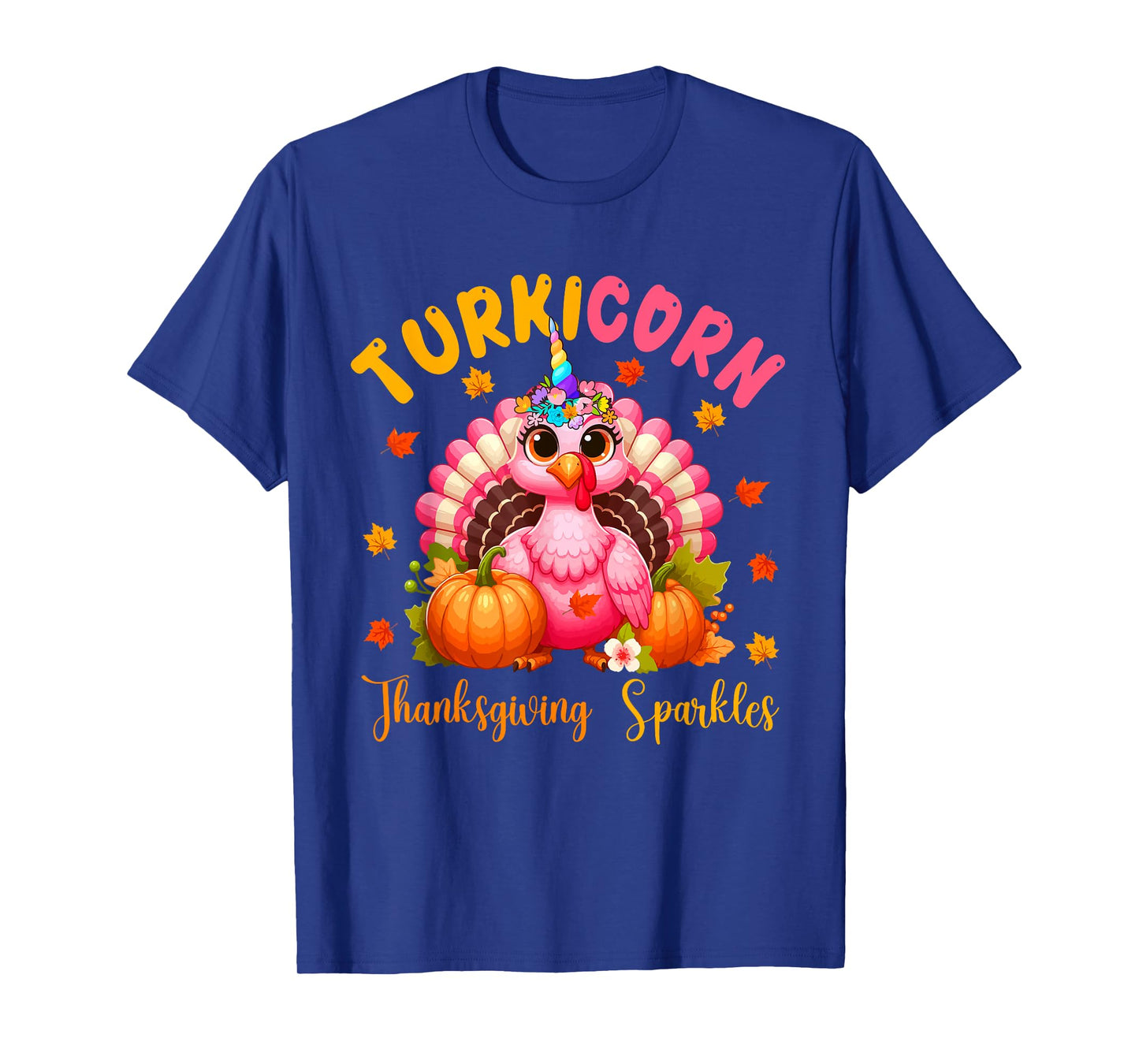 Turkicorn Thanksgiving Sparkles Cute Turkey Unicorn Floral T-Shirt