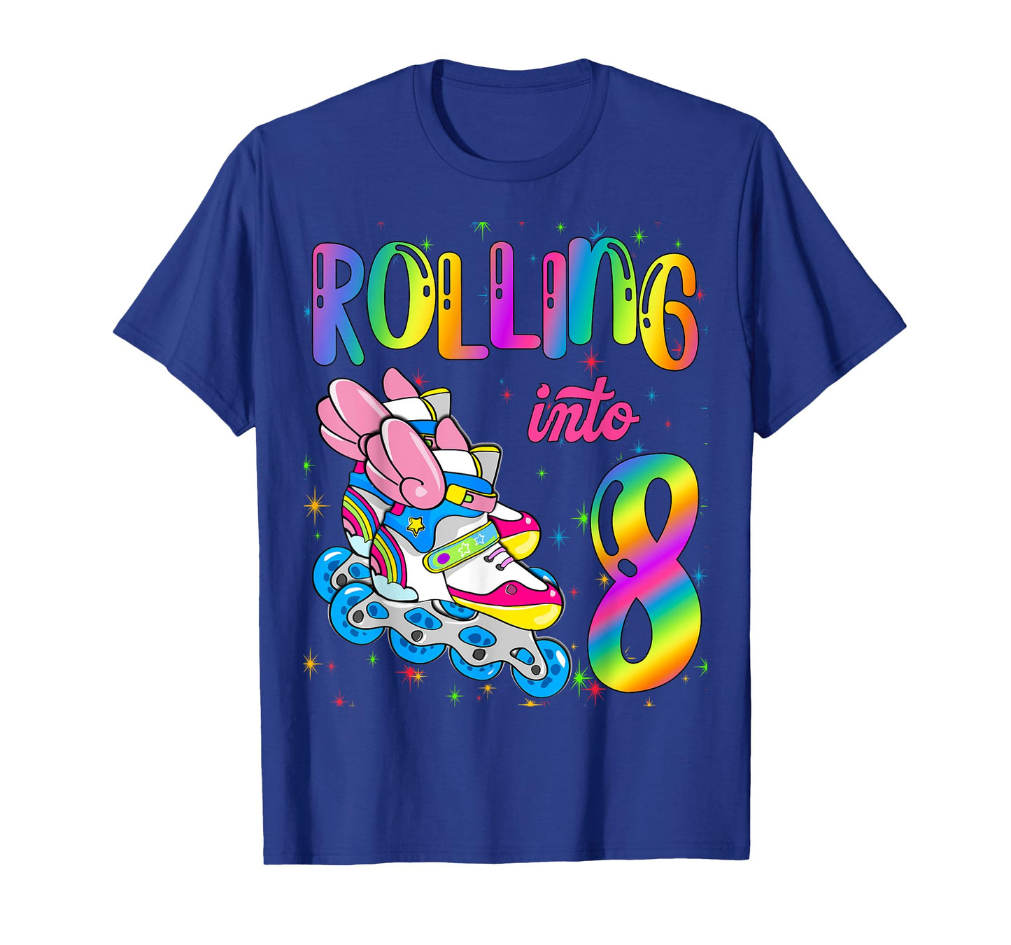 Rolling Into 8 years Let's Roll I'm Turning 8 Roller Skate T-Shirt
