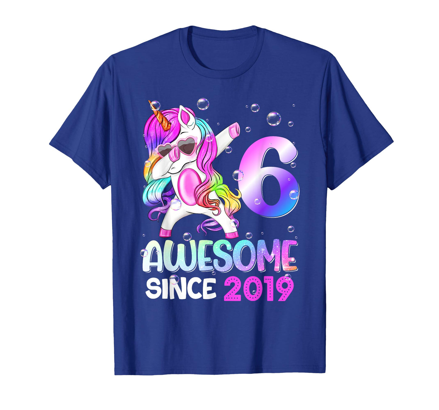 Awesome Since 2019 Dabbing Unicorn 6th Birthday T-Shirt