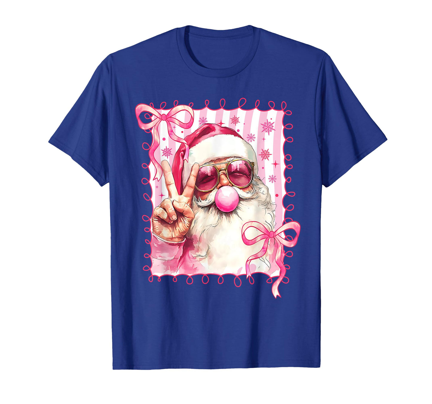 Santa Claus Sunglasses Coquette Bow Christmas Xmas Holiday T-Shirt