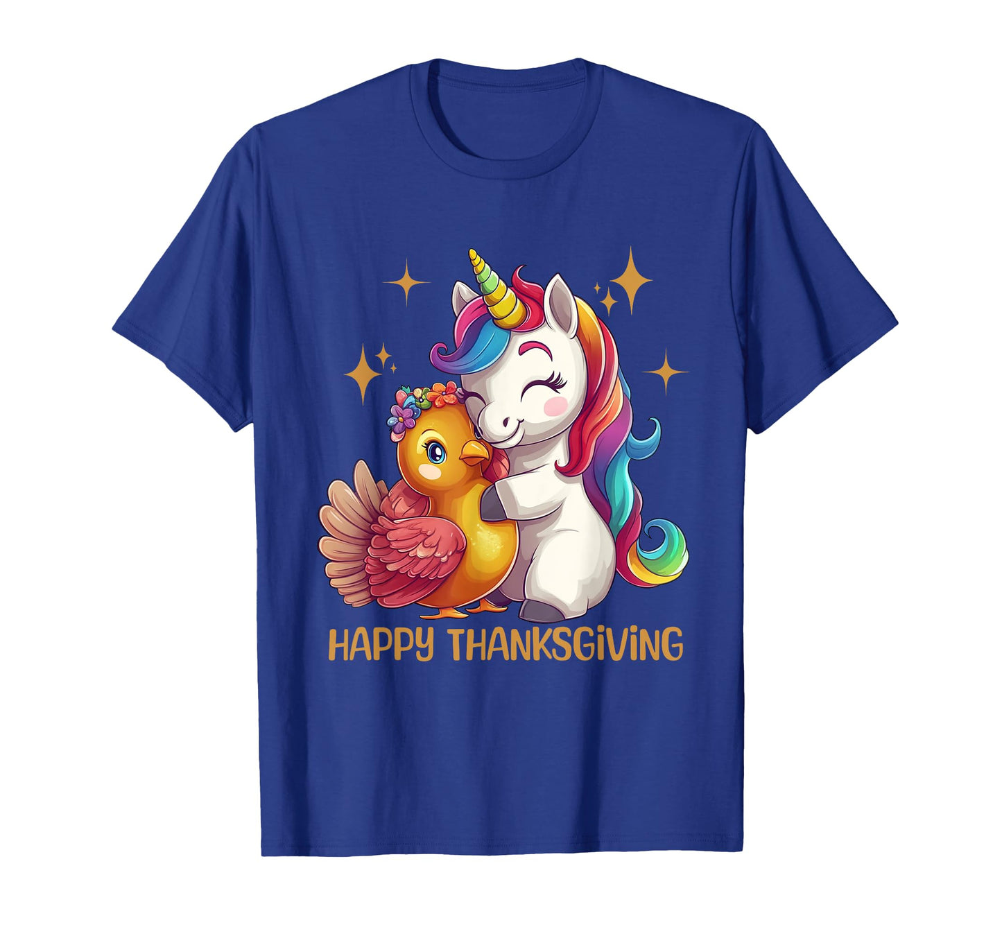 Happy Thanksgiving Shirt Girls Fall Unicorn Hugging Turkey T-Shirt