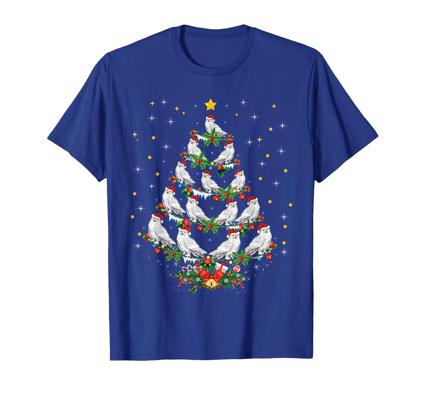 Snowy Owl Bird Lover Xmas Gift Snowy Owl Christmas Tree T-Shirt