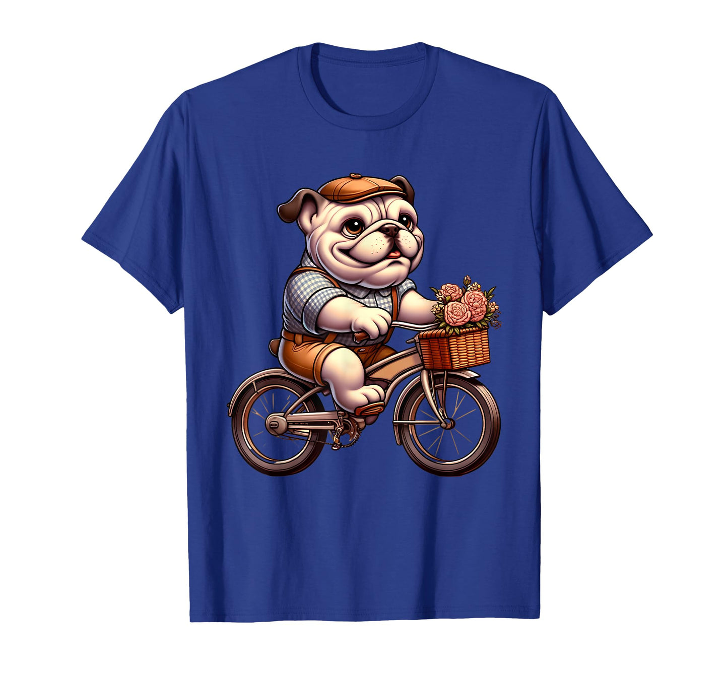 Cute English Bulldog on Bicycle Cycling Men Women Kids T-Shirt