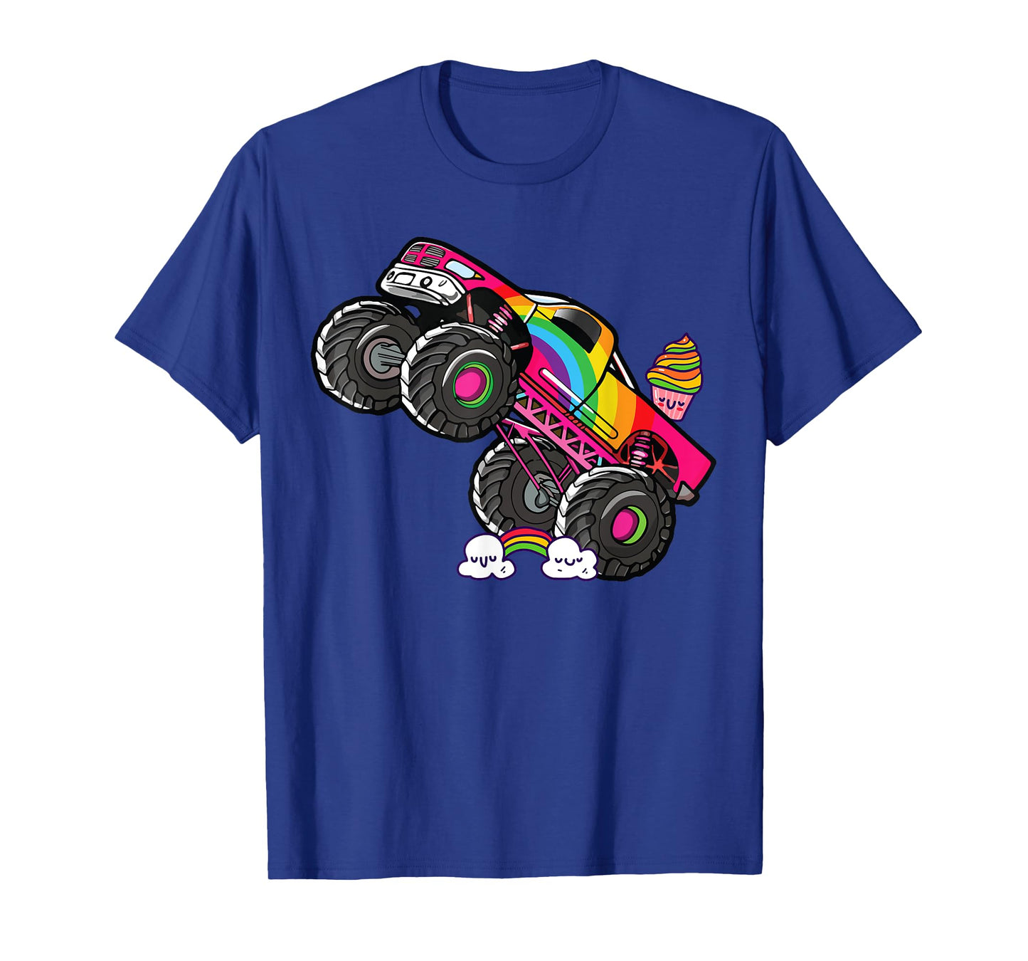 Girls Monster Truck Pink Rainbow Monster Truck Girl Women T-Shirt