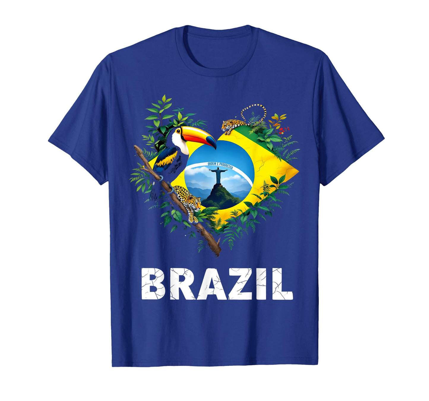 Brazil Flag Toucan Jungle Heart T-Shirt