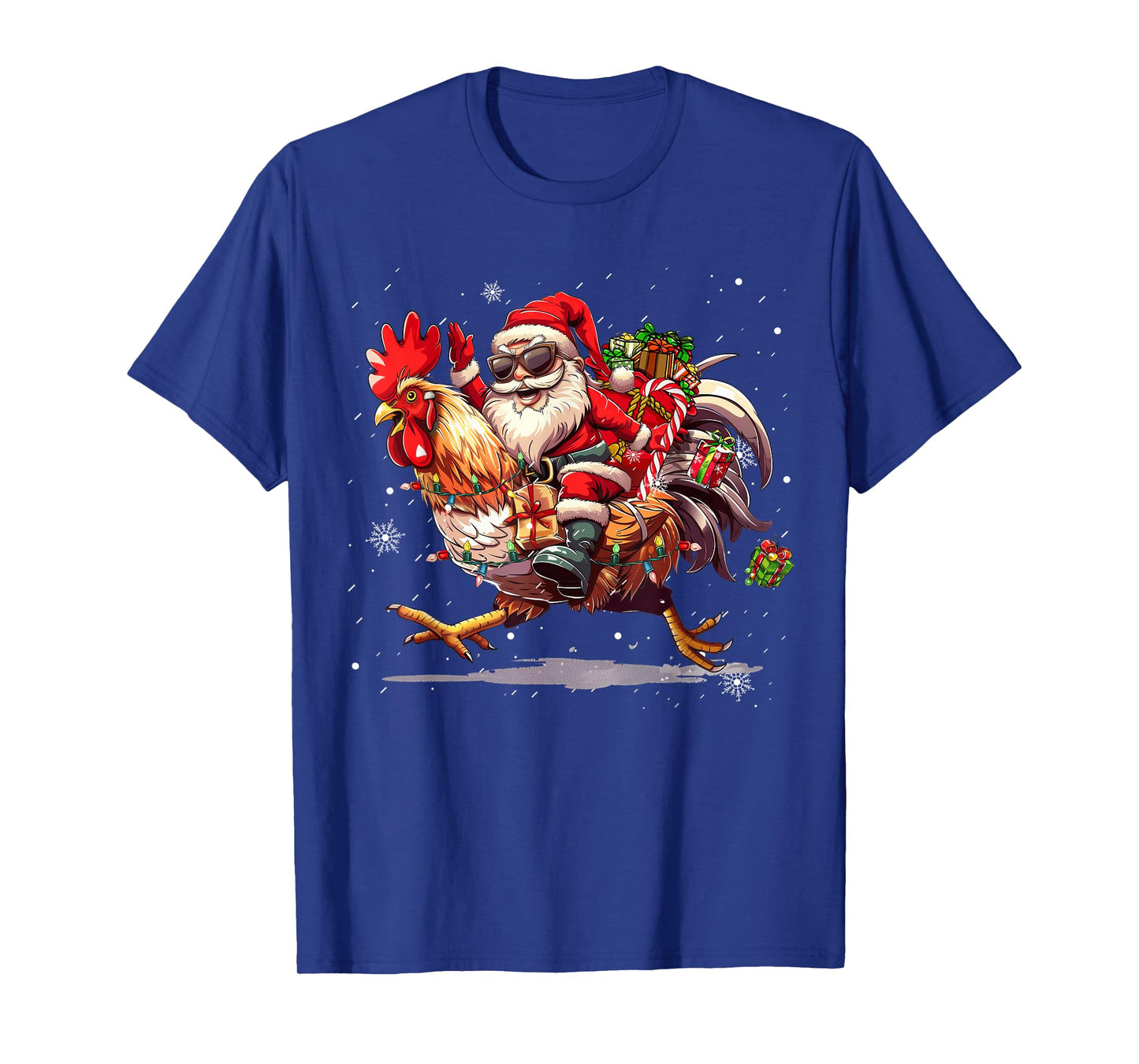 Merry Christmas 2025 Funny Santa Riding Chicken Christmas T-Shirt