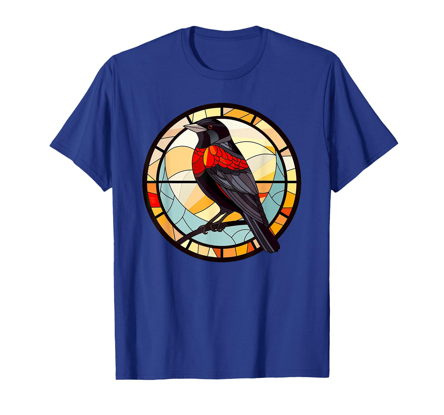 Red Winged Blackbird StainedGlass Red-Winged Blackbird Lover T-Shirt