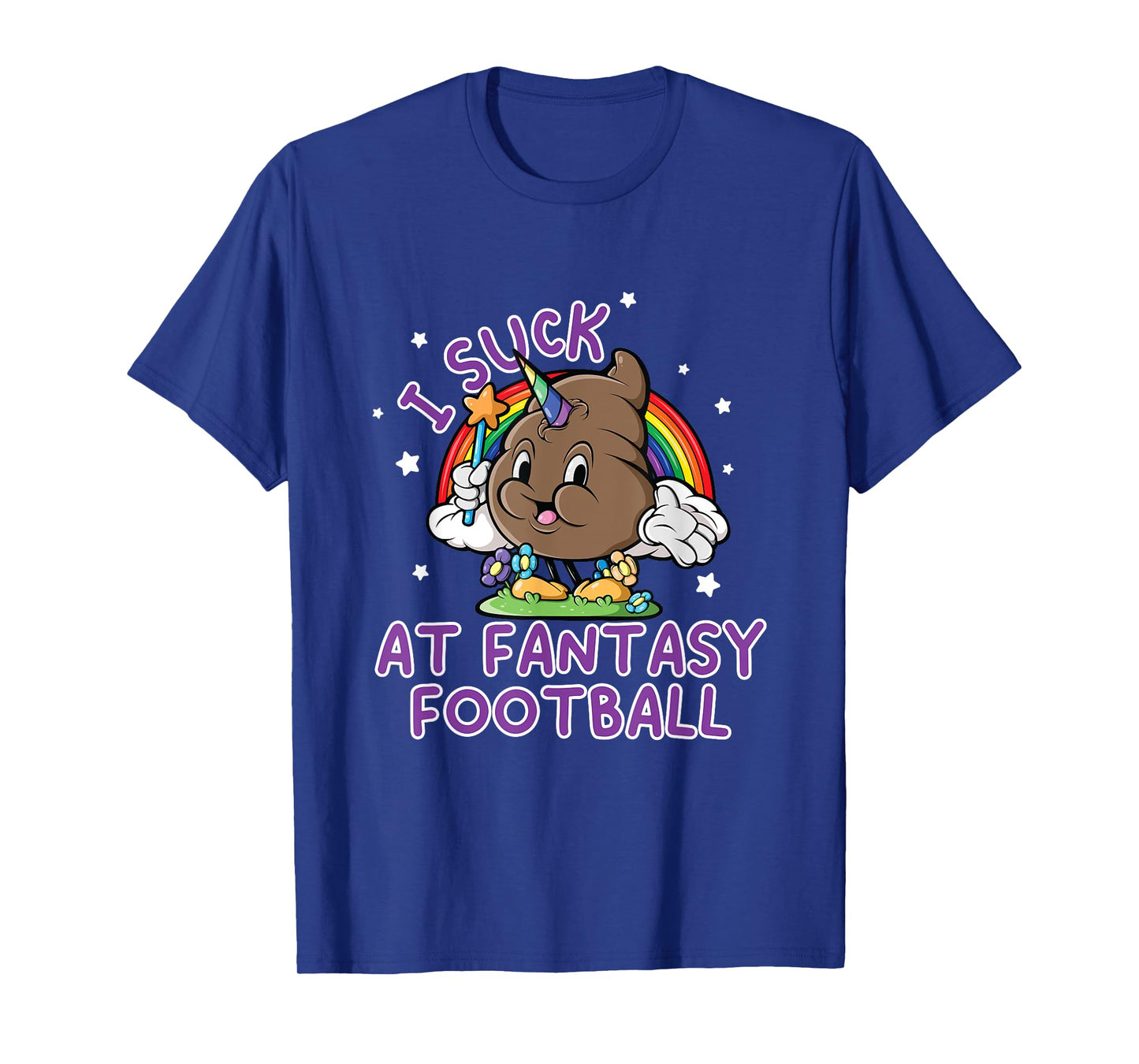 I Suck At Fantasy Football Loser Funny Pink Unicorn Poop T-Shirt