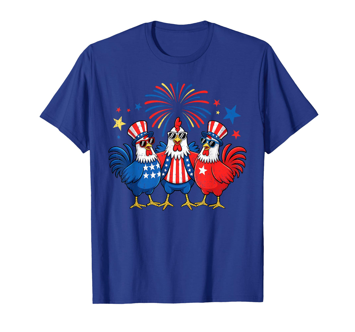 4th Of July Chickens Stars Stripes Farmer Women Men Kids T-Shirt