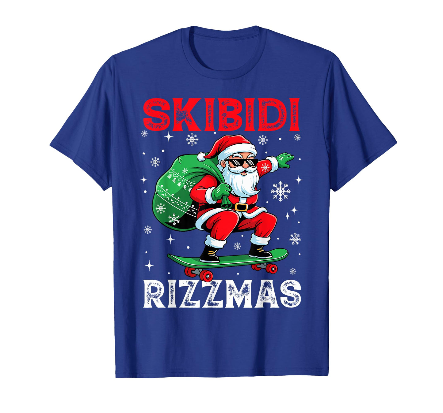 Funny Santa Clause Skating Board Skibidi Rizzmas Christmas T-Shirt