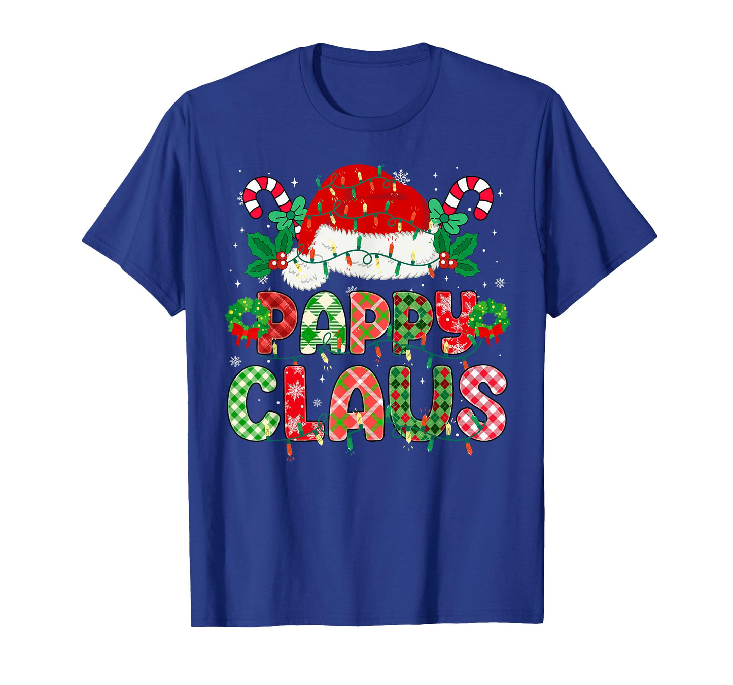 Pappy Claus Christmas Lights Pajama Family Matching Grandpa T-Shirt