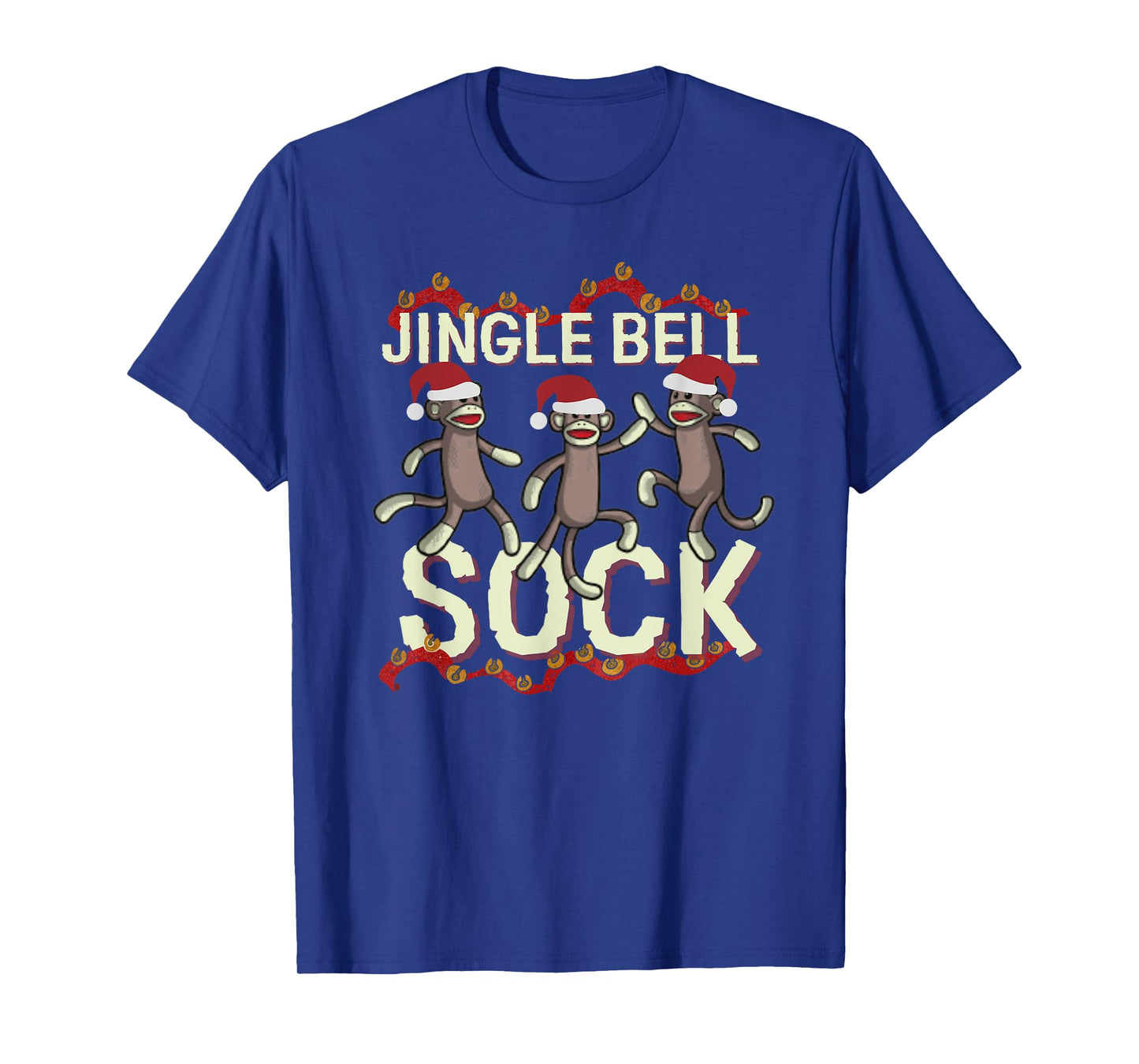 Jingle Bell Sock Funny Sock Monkey Christmas T-Shirt