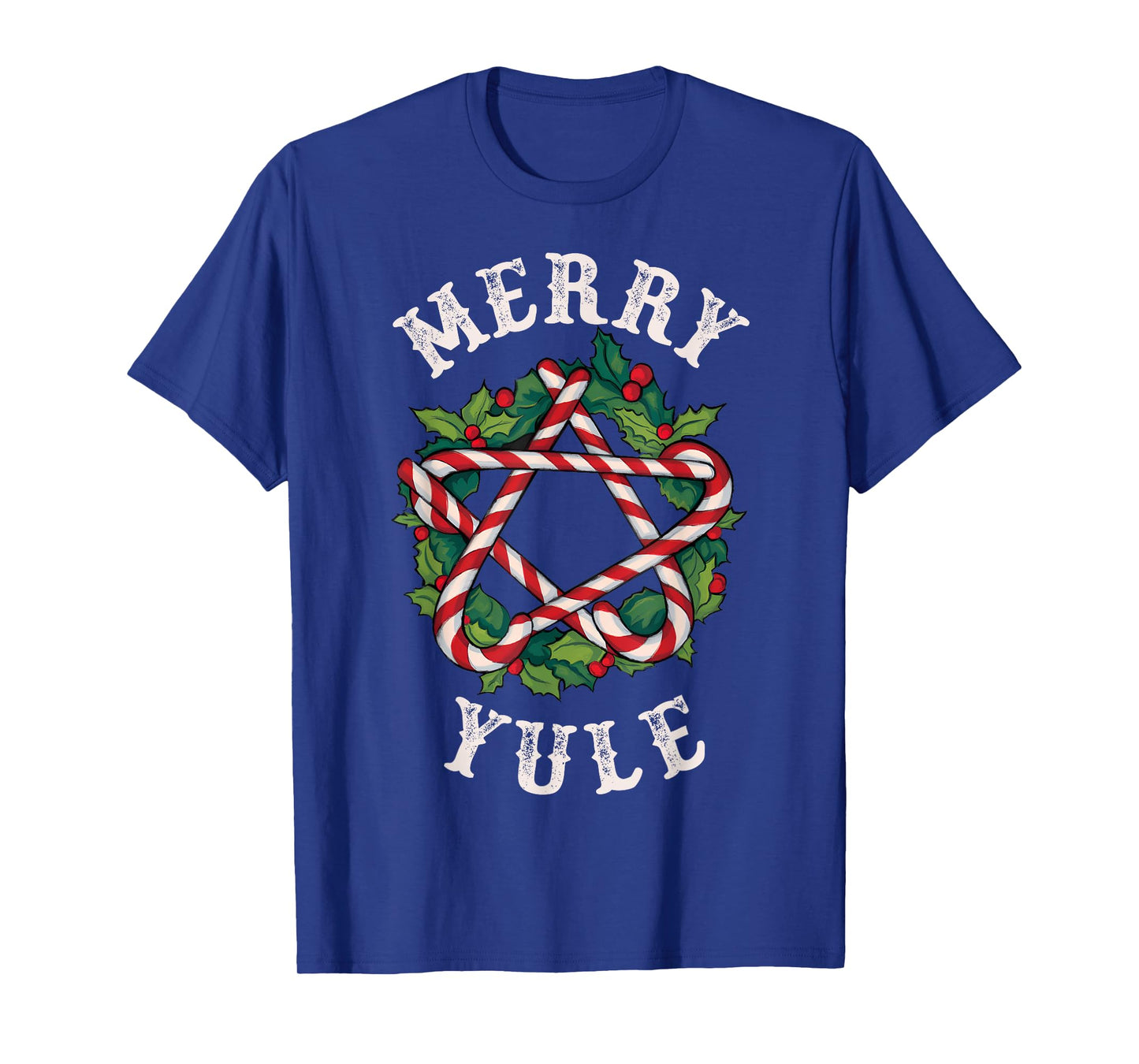 Merry Yule Winter Solstice Holly Christmas Pagan Pentagram T-Shirt