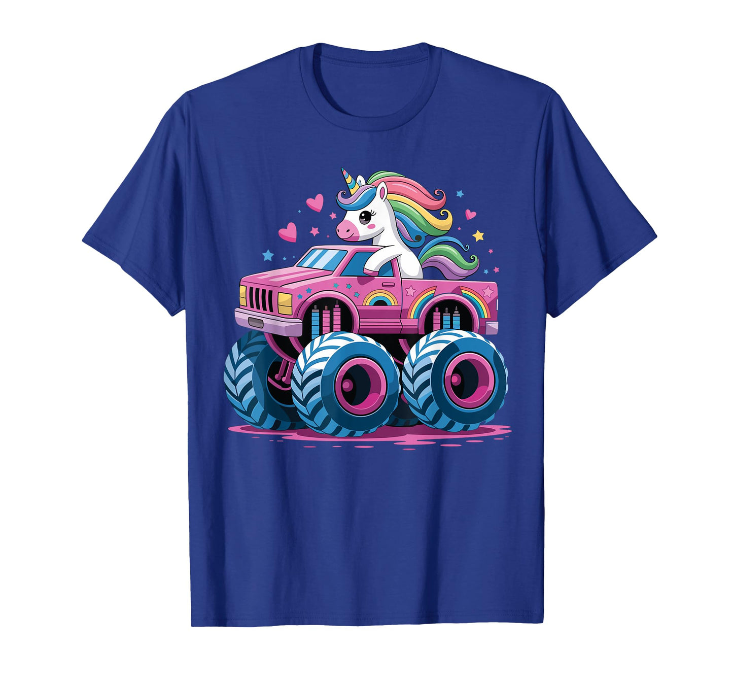Cute Unicorn Riding A Pink Monster Truck Girls T-Shirt