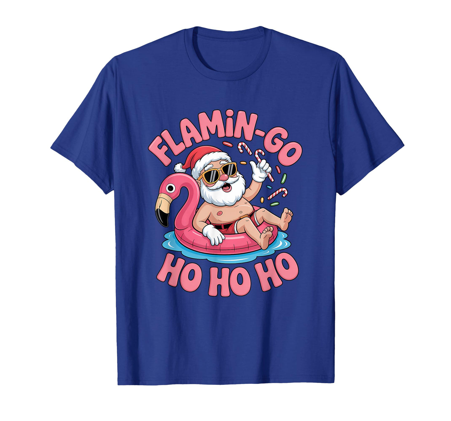 Christmas in July Flamingo Float Summer Santa Christmas T-Shirt