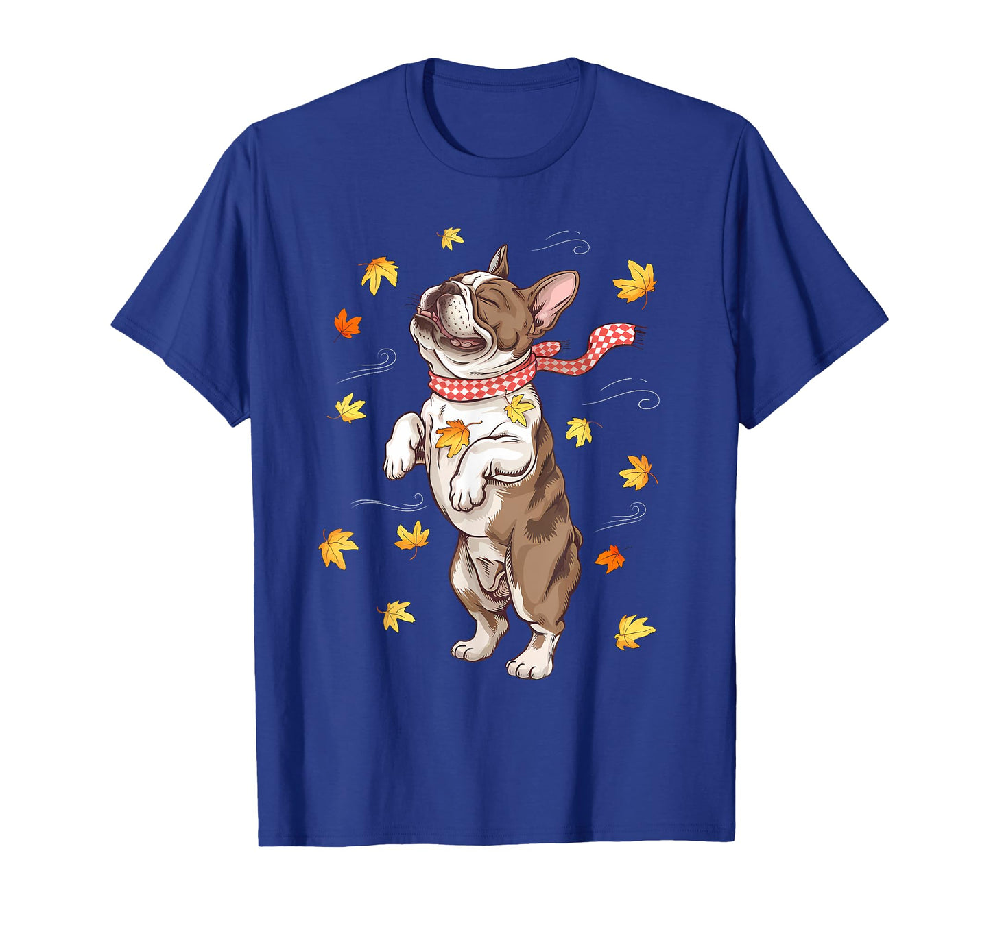 Cute Dog Autumn Fall Breeze Leaves French Bulldog T-Shirt
