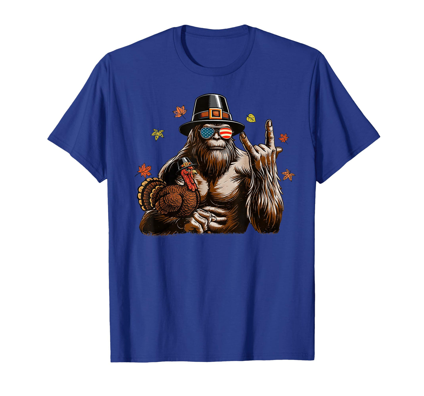 Bigfoot Pilgrim Turkey Thanksgiving Shirts for Boys Men Kids T-Shirt