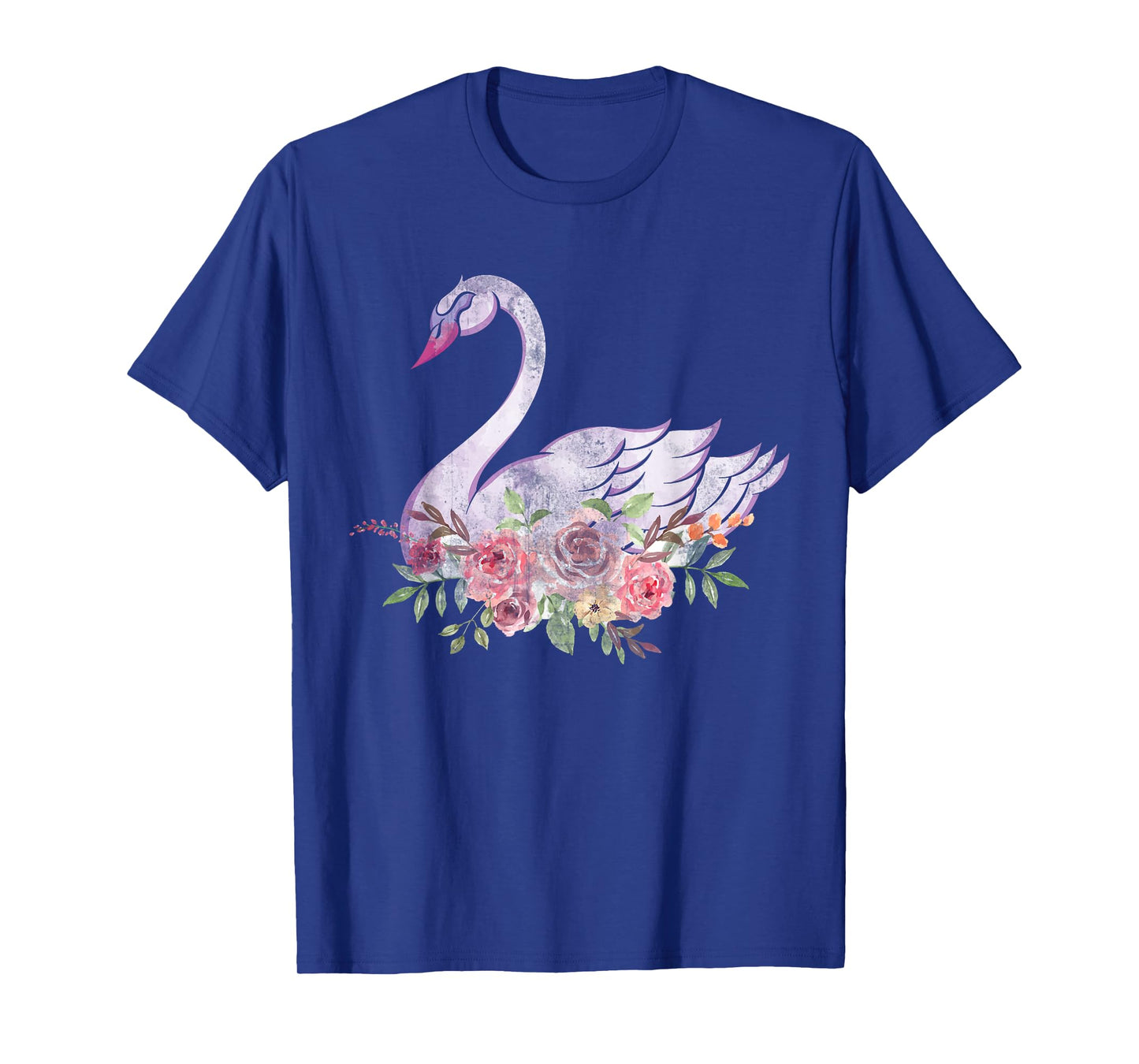Women Girls Gift Pretty Animal Flower Crown Swan T-Shirt