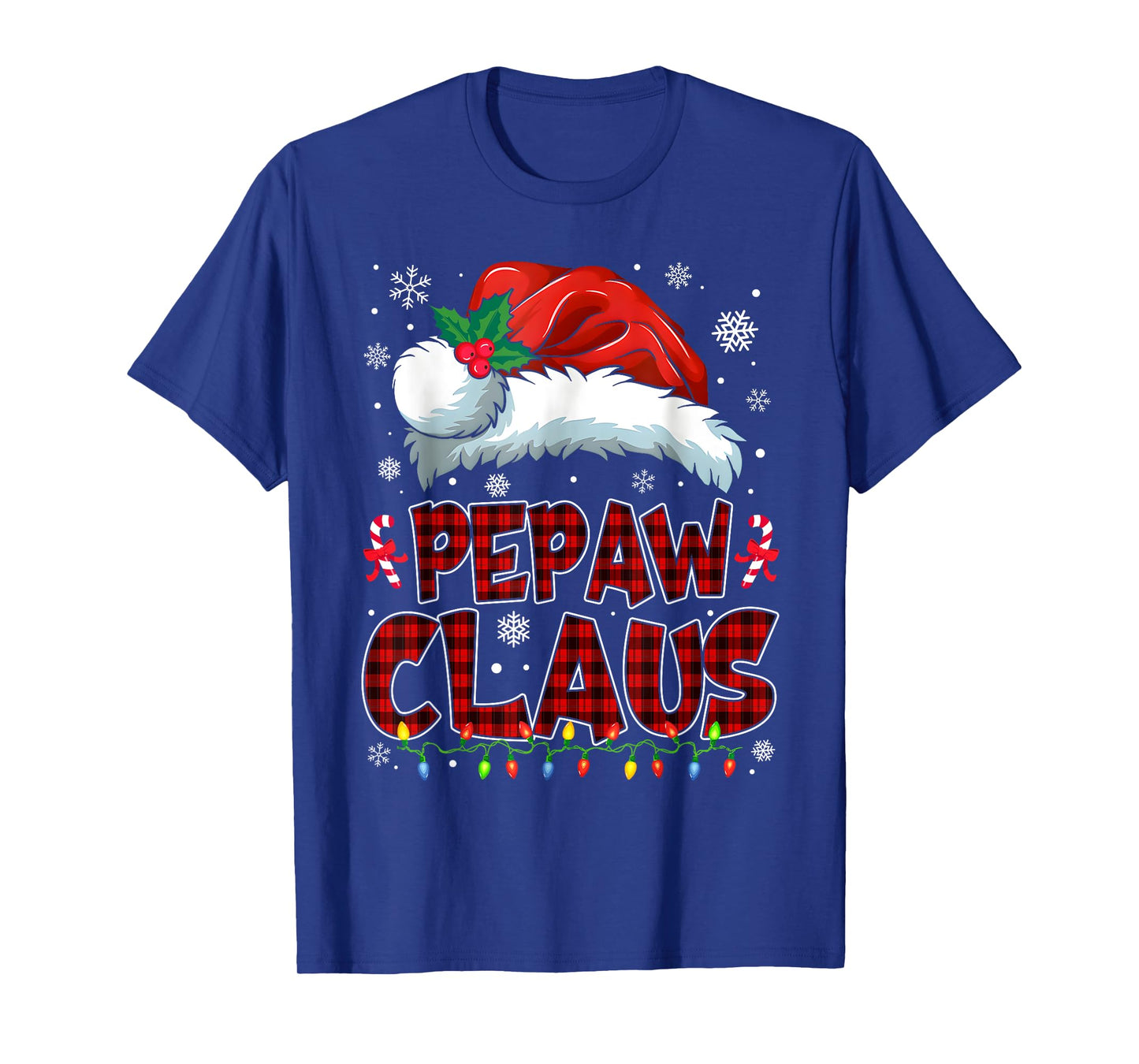 Pepaw Claus Christmas Lights Pajama Family Group Matching T-Shirt